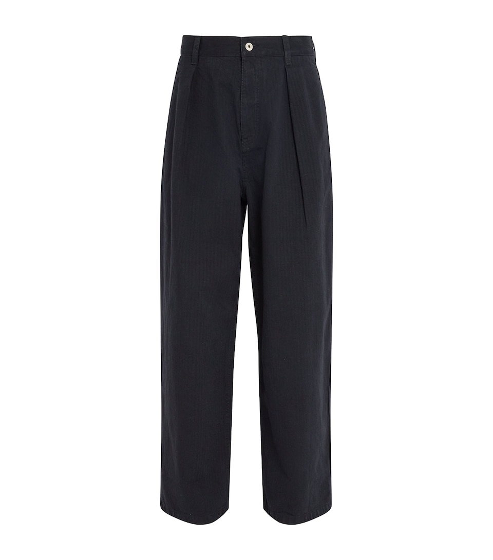 JW Anderson Mens Cotton Pleated Trousers Black