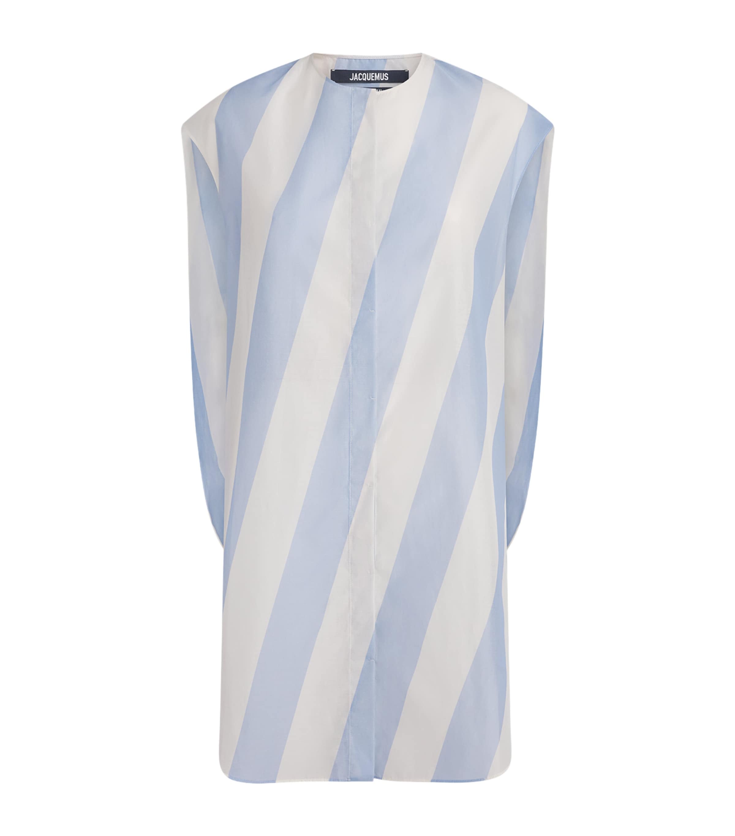 Jacquemus Womens Cotton-Blend Stripe Mini Shirt Dress Print Stripe