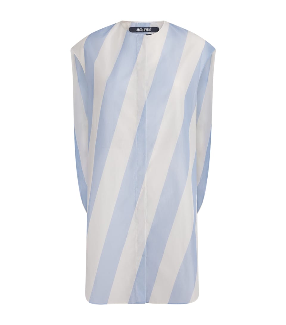 Jacquemus Womens Cotton-Blend Stripe Mini Shirt Dress Print Stripe
