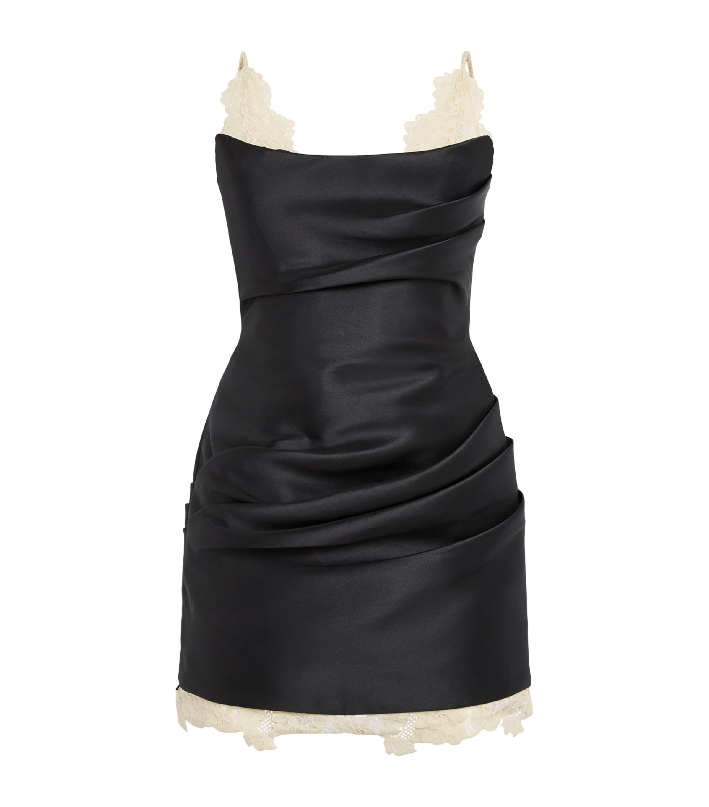De La Vali Womens Lace-Trim Kasai Mini Dress Black