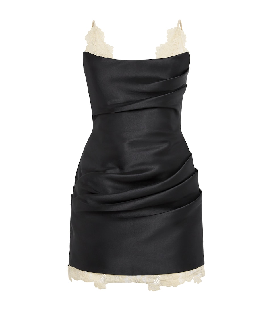 De La Vali Womens Lace-Trim Kasai Mini Dress Black