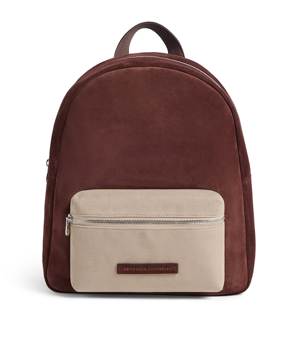 Brunello Cucinelli Kids Suede and Techno Cotton Backpack