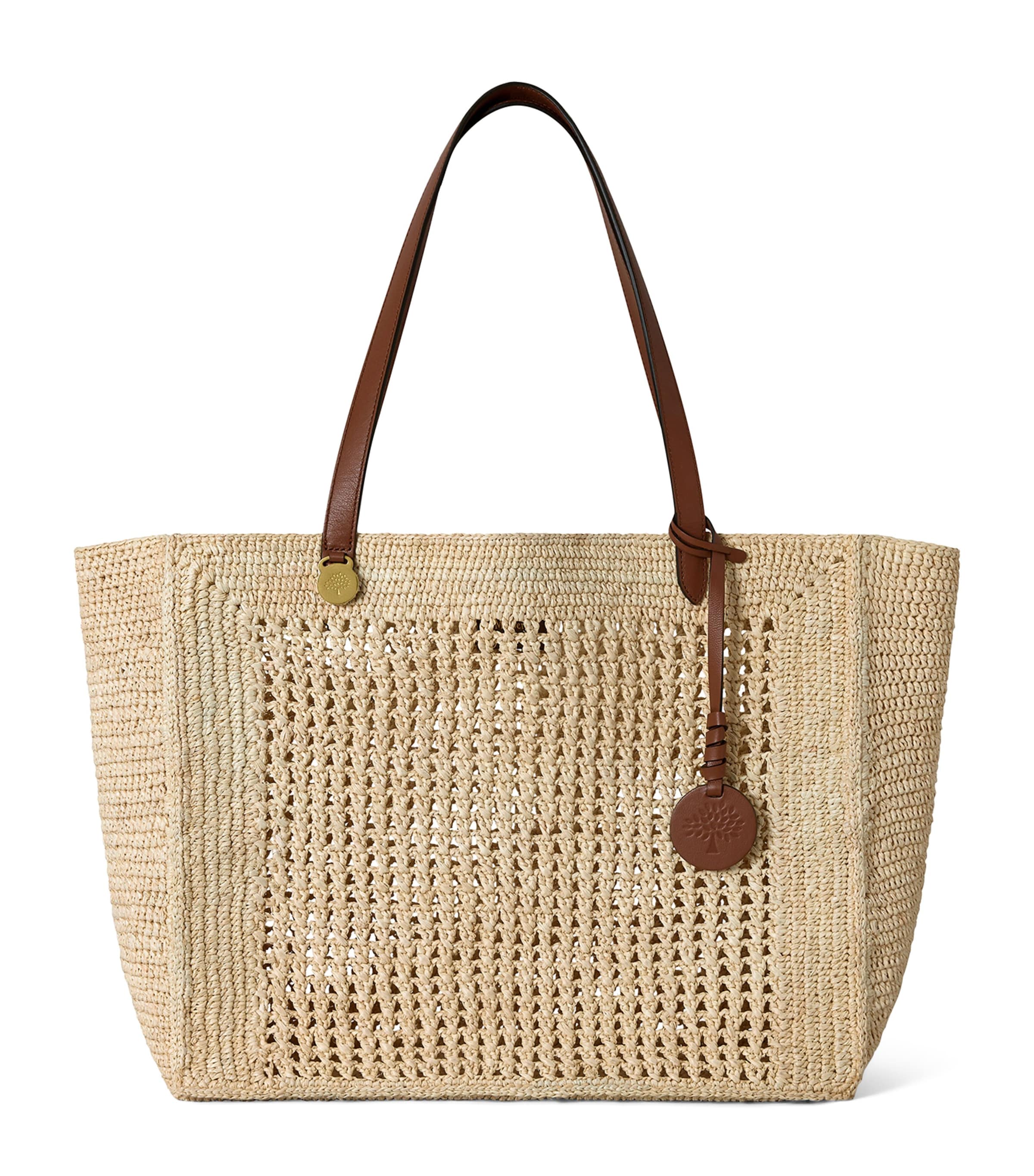 Mulberry Raffia Crochet Tote Bag Natural