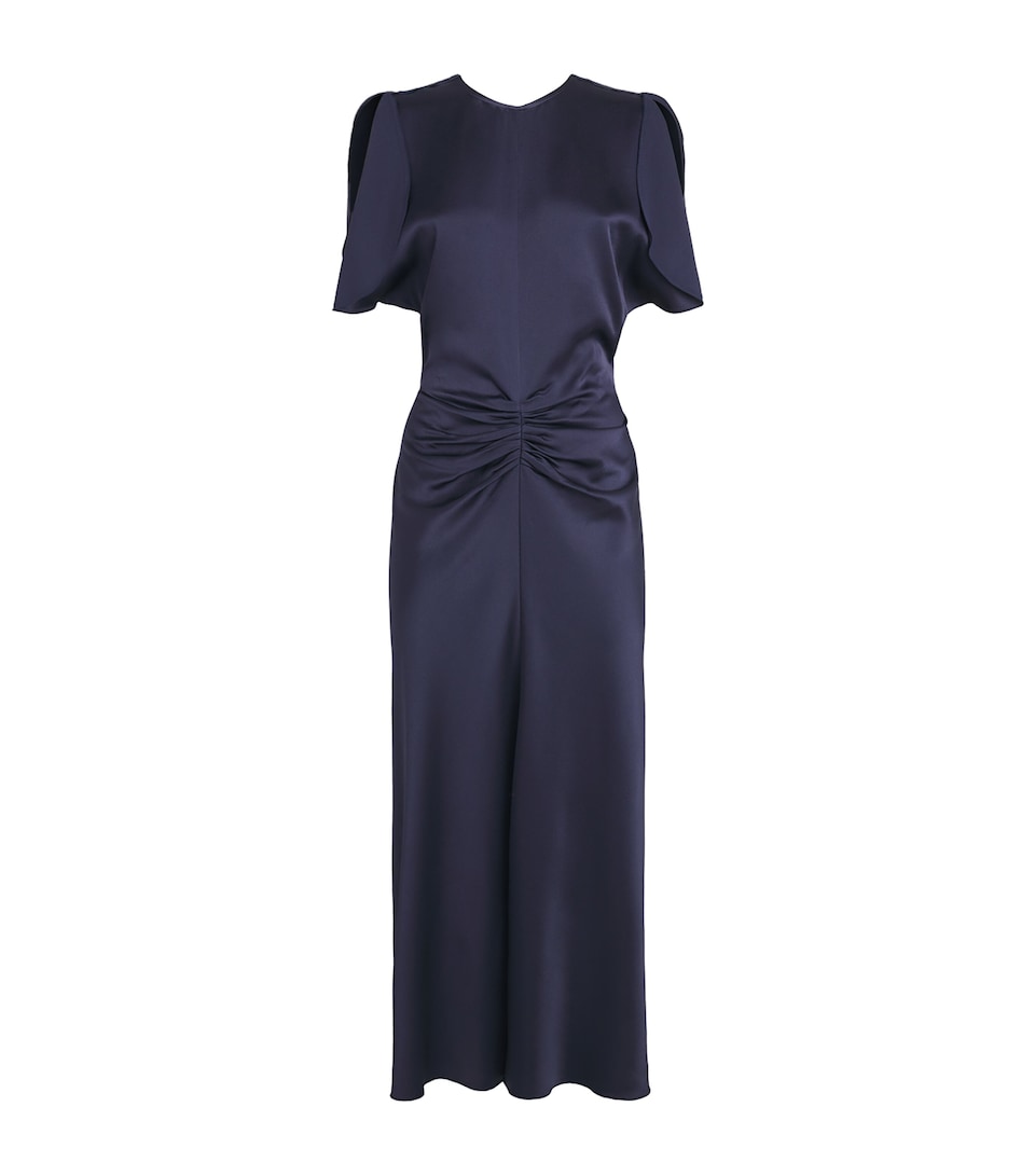Victoria Beckham Womens Satin Bela Midi Dress Midnight