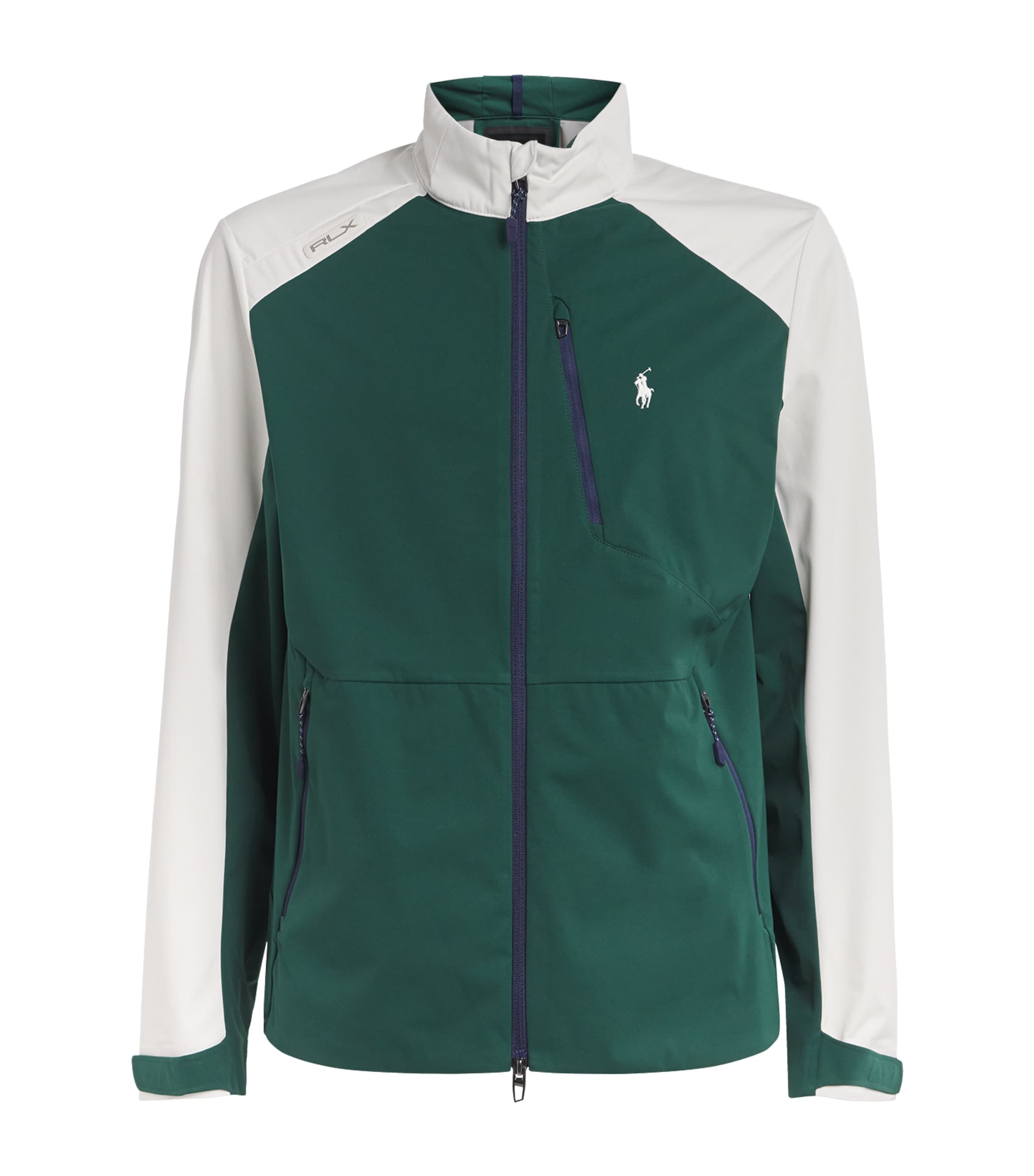 RLX Ralph Lauren Mens Colour-Block Packable Jacket Moss Agate/stn Pbble