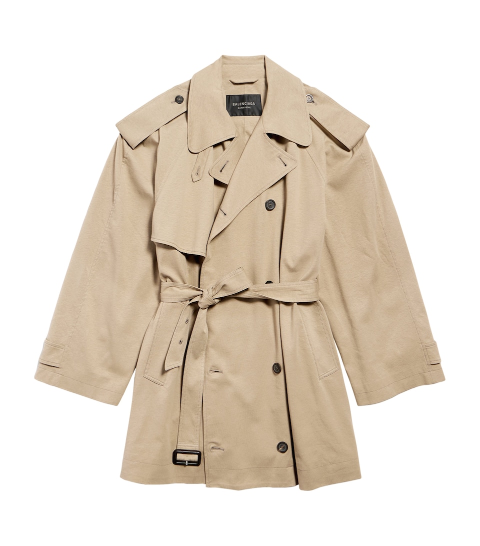 Cotton Cropped Trench Coat