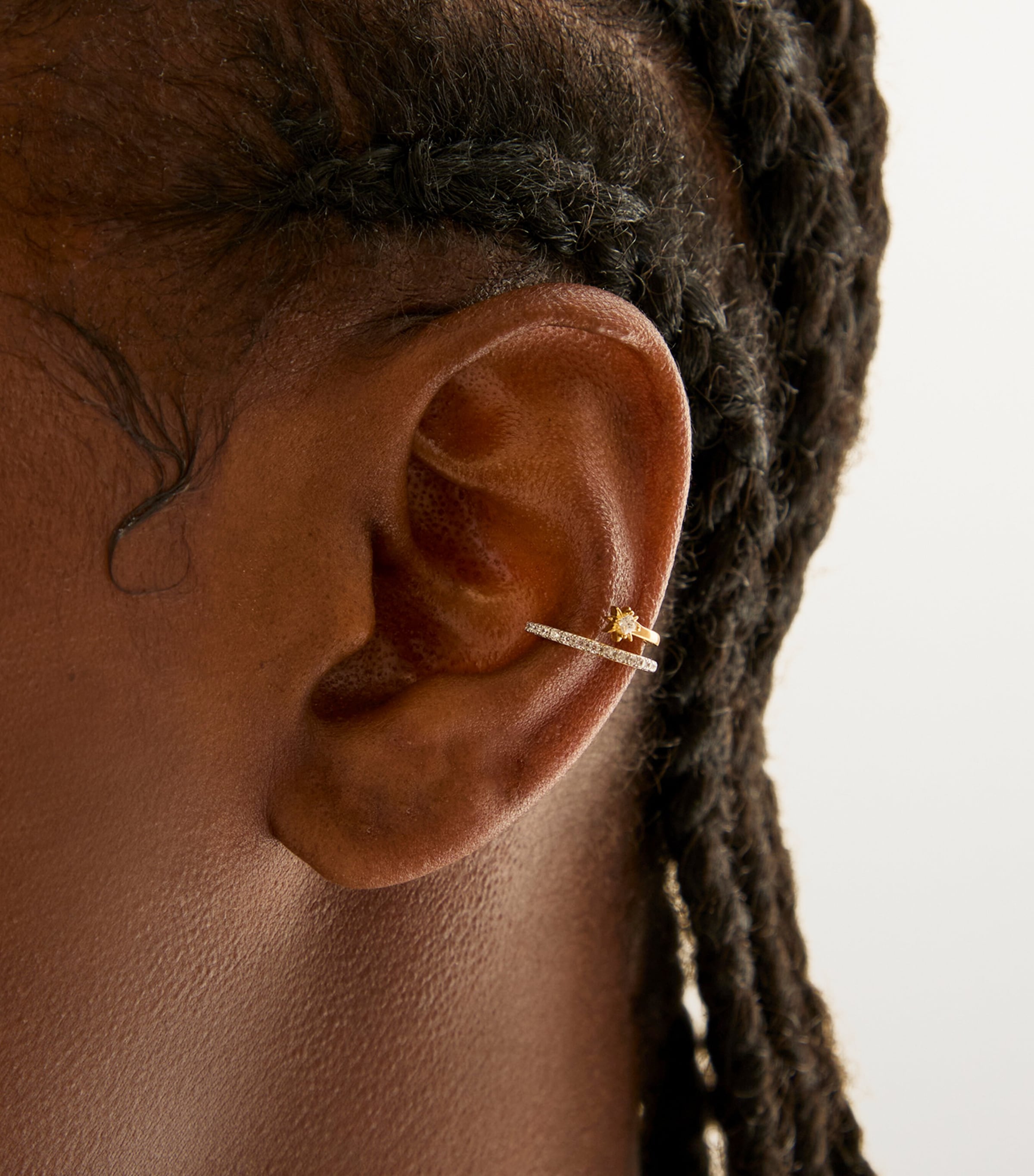 Gold-Plated Cosmic Crystal Illusion Ear Cuff