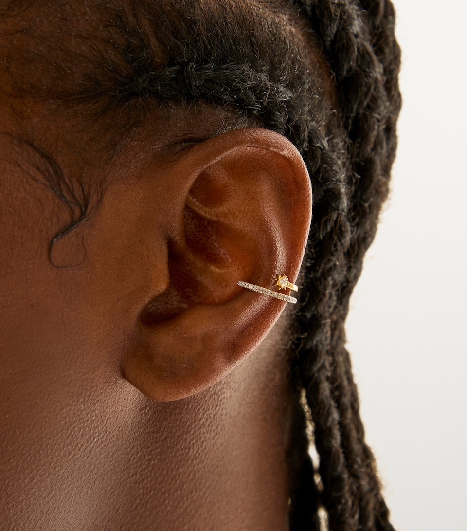 Gold-Plated Cosmic Crystal Illusion Ear Cuff