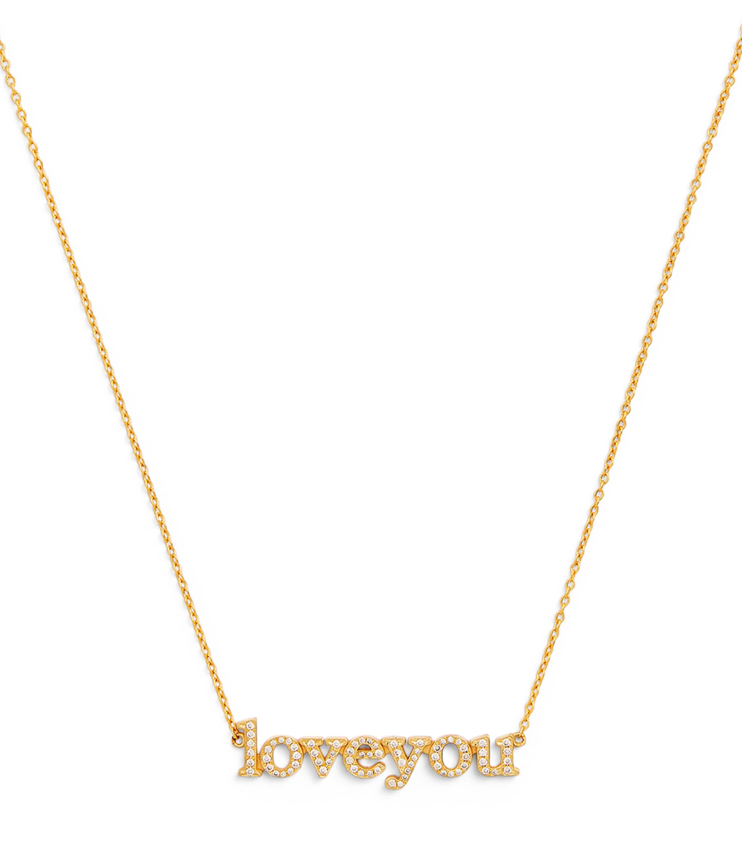 Yellow Gold and Diamond Love You Necklace
