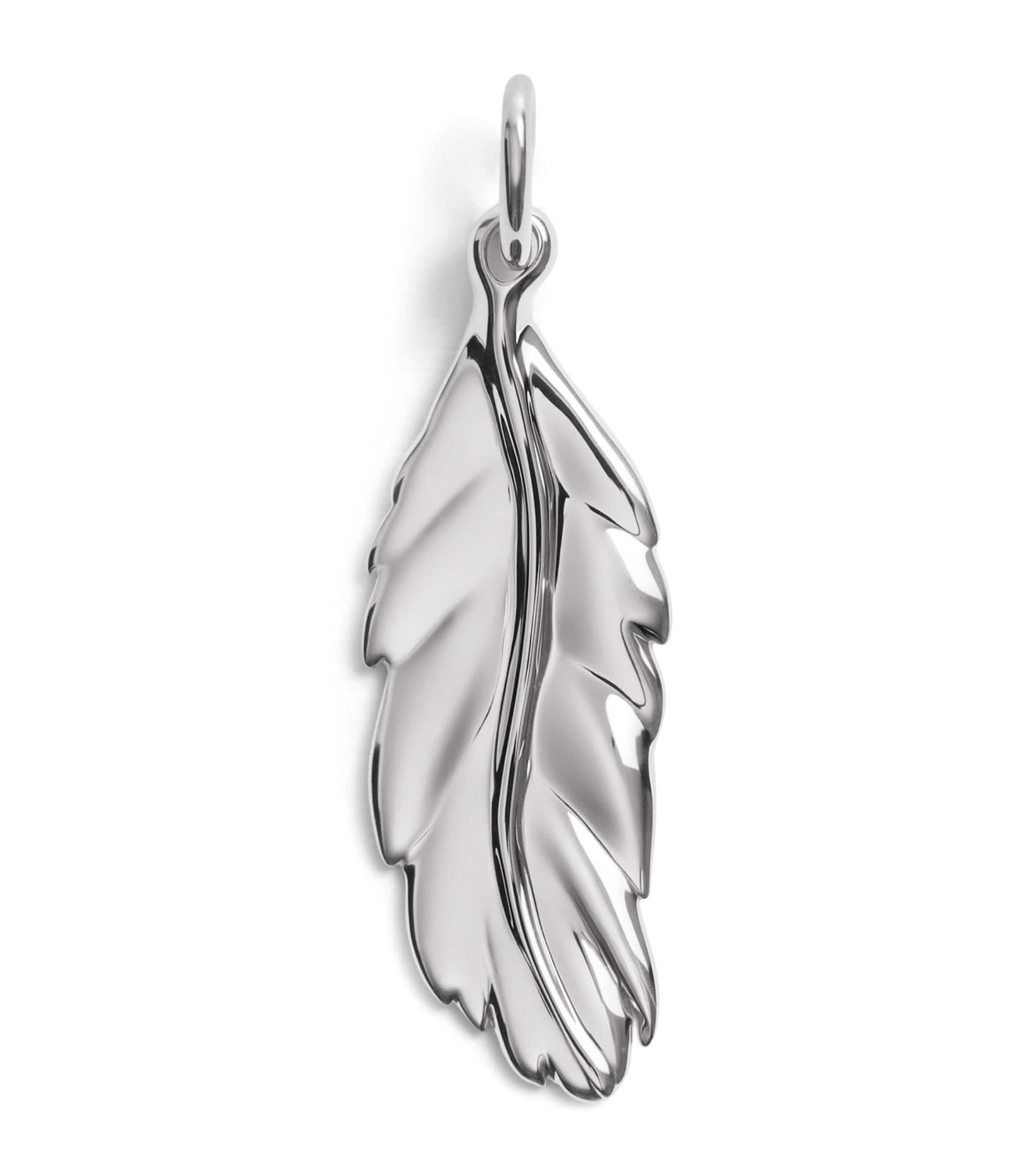 Monica Vinader Sterling Silver Talisman Feather Pendant Silver