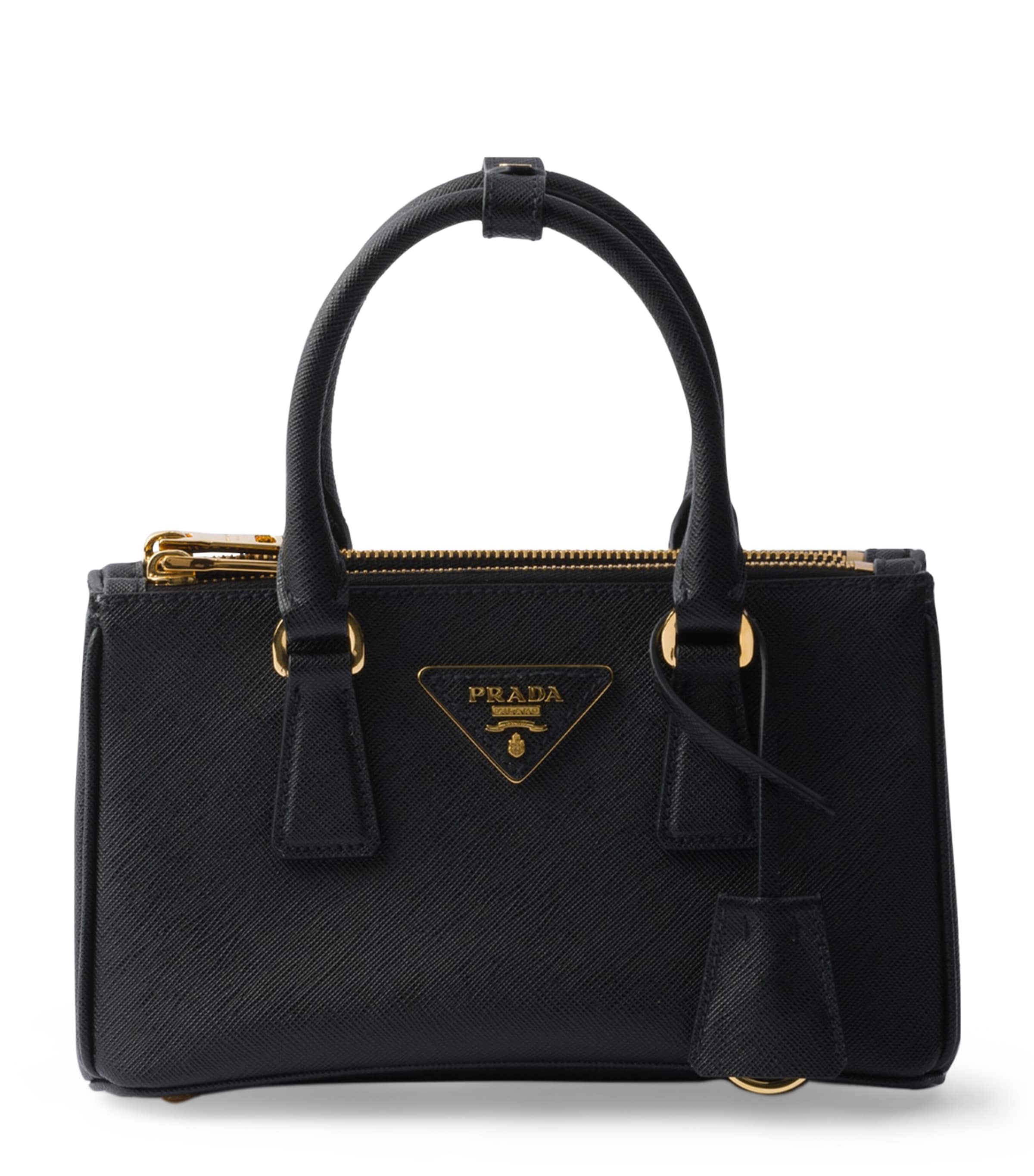 Prada Black Large Leather Bonnie Top-Handle Bag | Harrods UK