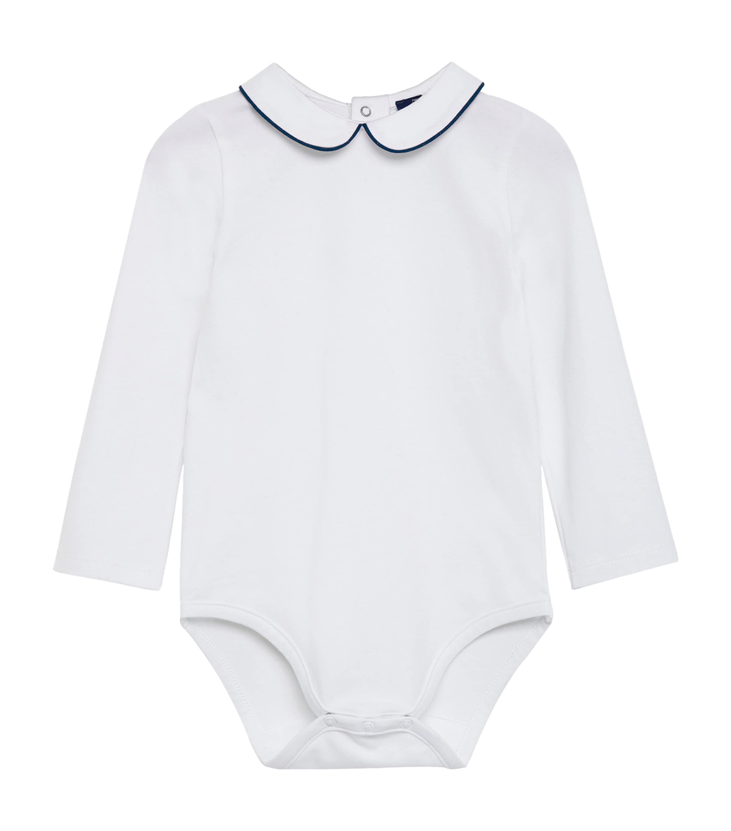 Trotters Piped-Collar Milo Bodysuit (0-24 Months) White / Navy