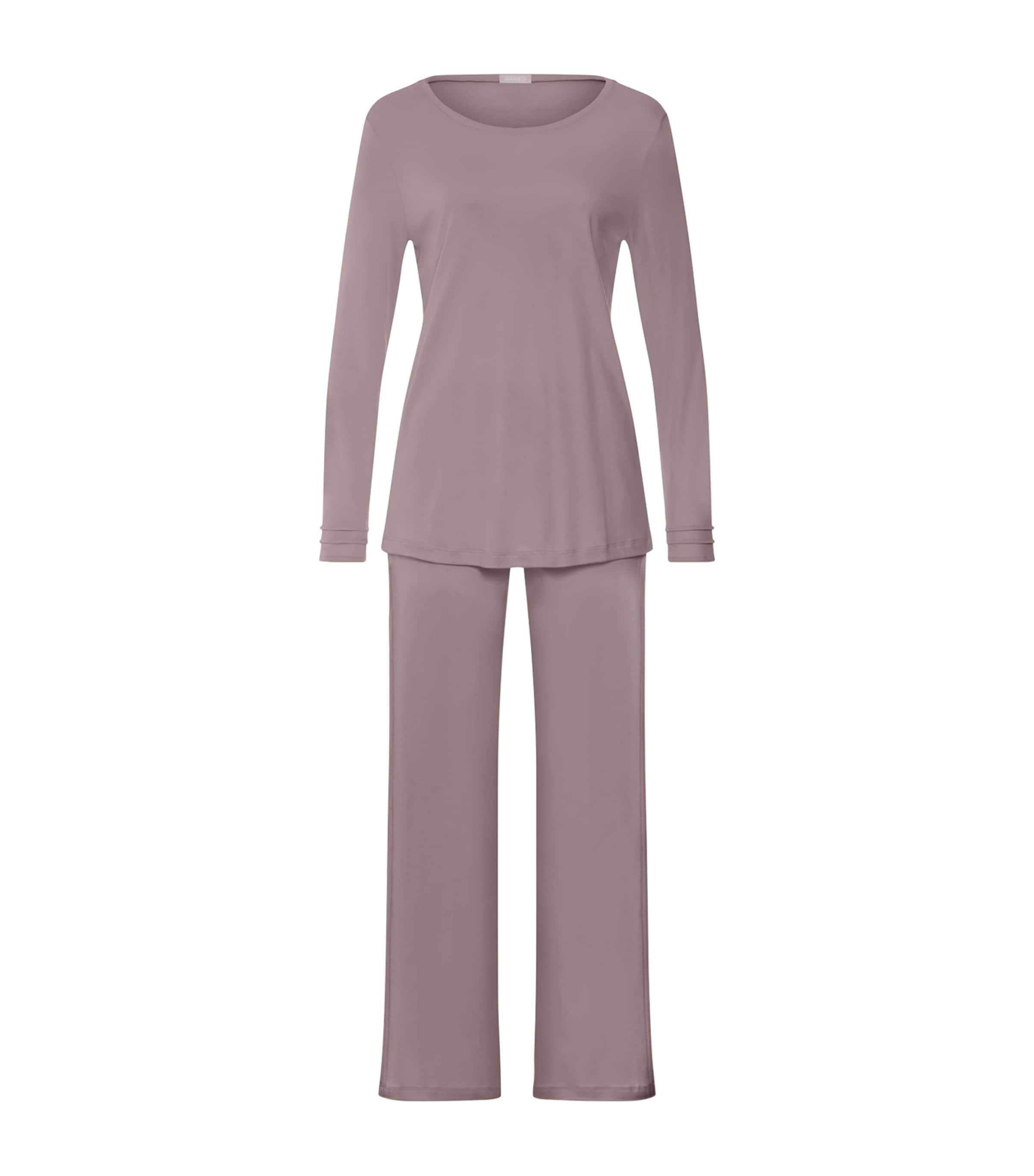 Hanro Womens Cotton Long-Sleeve Pyjama Set Stormy Rose