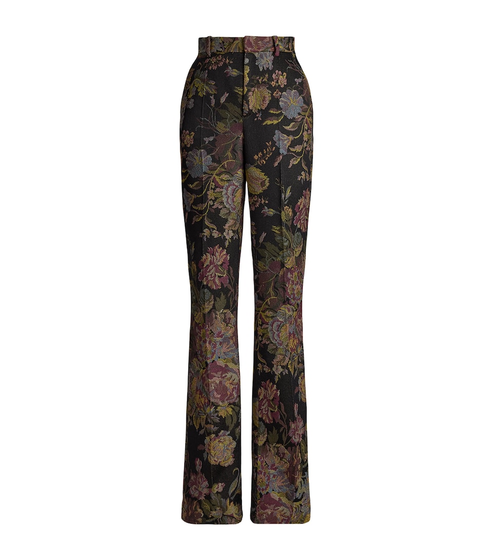 Ralph Lauren Collection Womens Silk Jacquard Wrigley Trousers Brown Multi