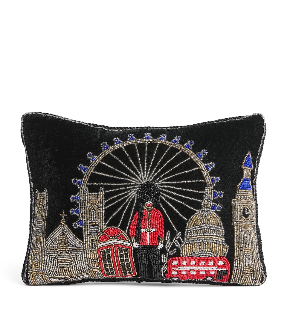Harrods London Skyline Cushion Black