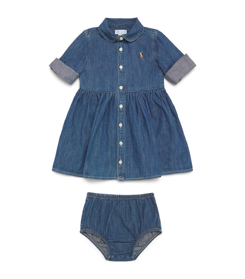 Ralph Lauren Kids Denim Dress and Bloomers Set (3-24 Months) Indigo