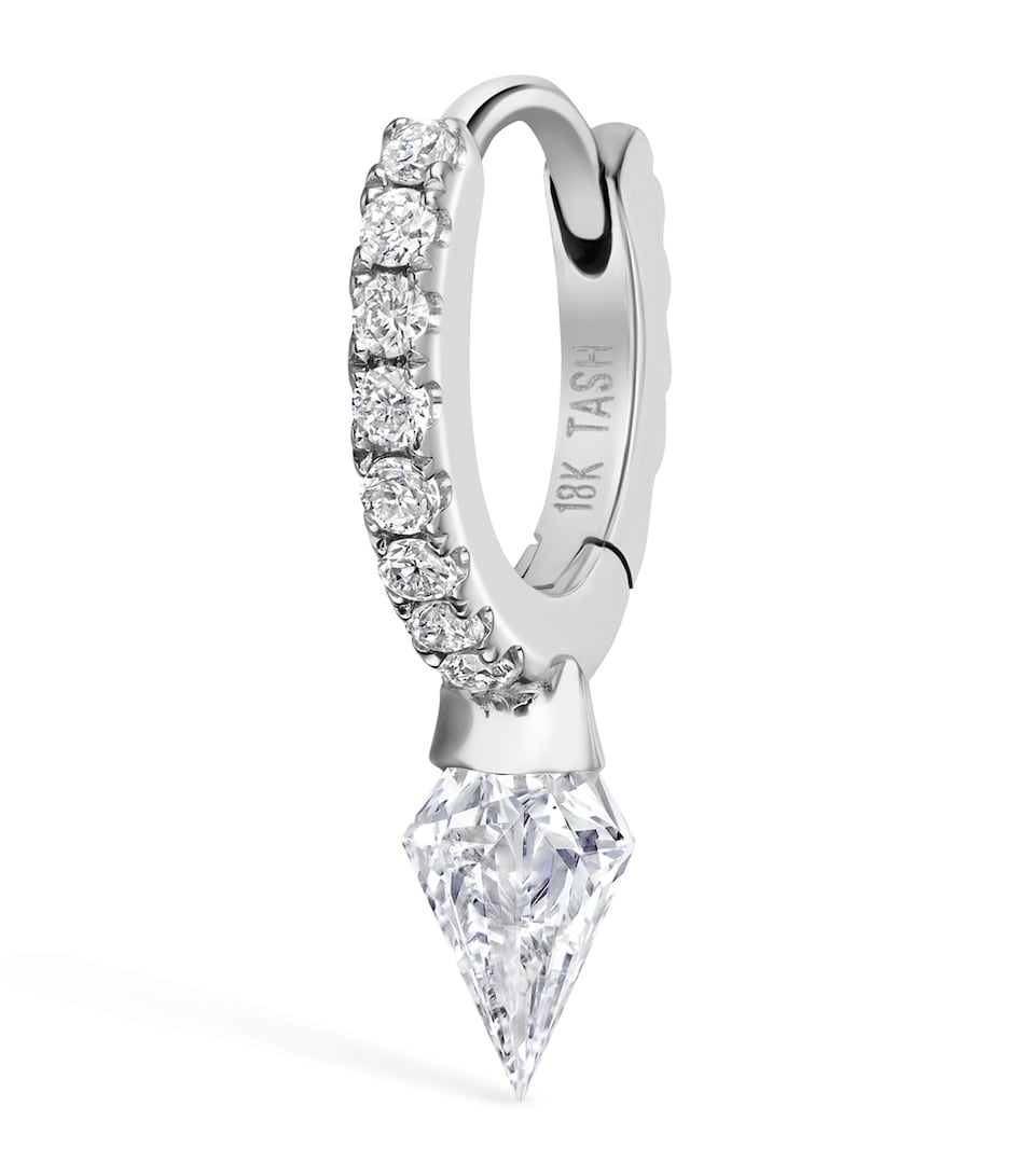 Maria Tash Silhouette Diamond Short Spike Eternity Single Hoop Earring (6.5mm) White Gold