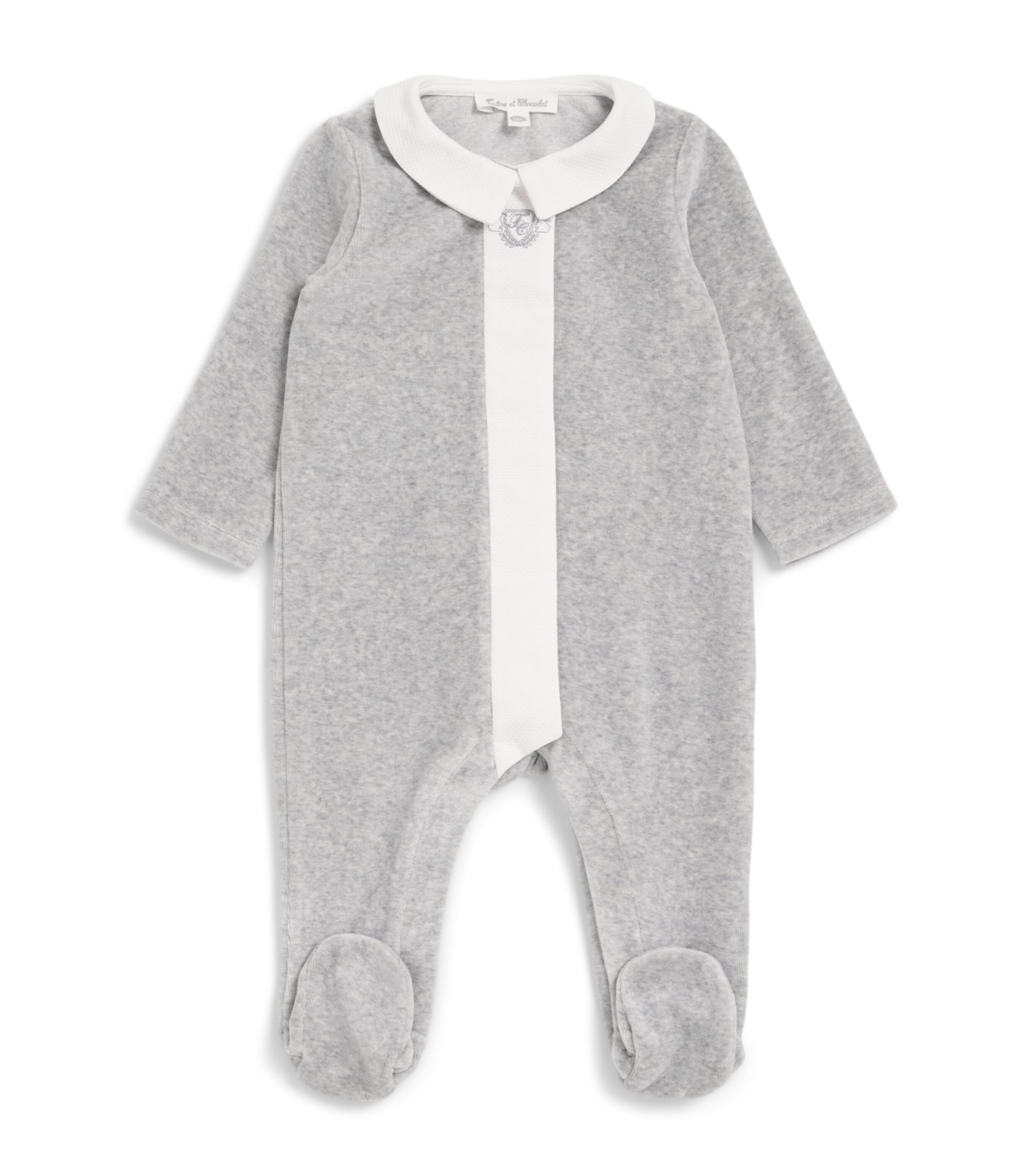 Tartine et Chocolat Velour All-In-One (0-24 Months) Gris Clair Chine