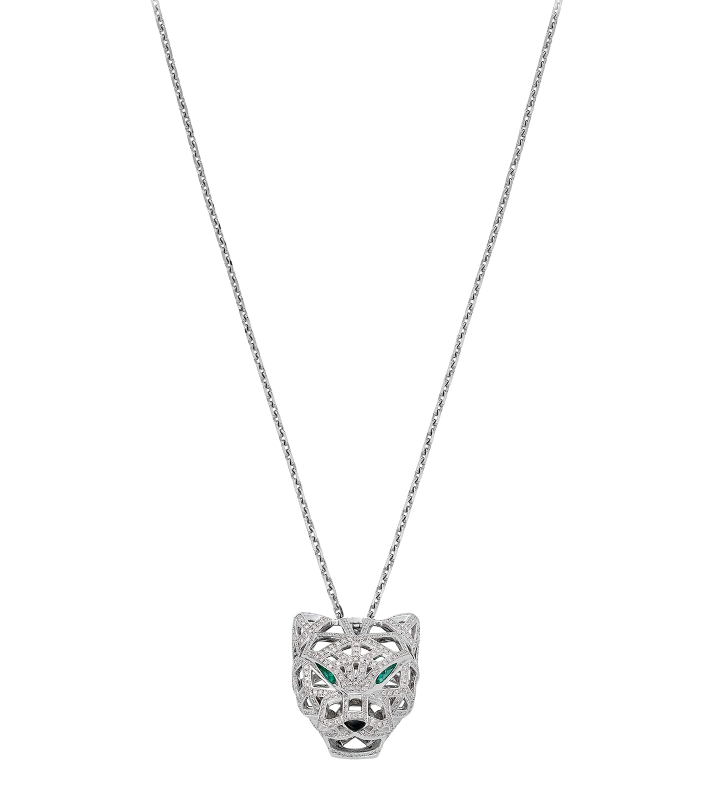 White Gold, Diamond, Emerald and Onyx Panthère de Cartier Necklace