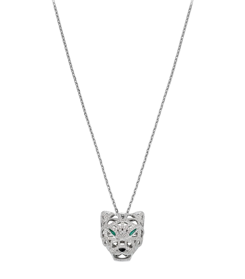White Gold, Diamond, Emerald and Onyx Panthère de Cartier Necklace