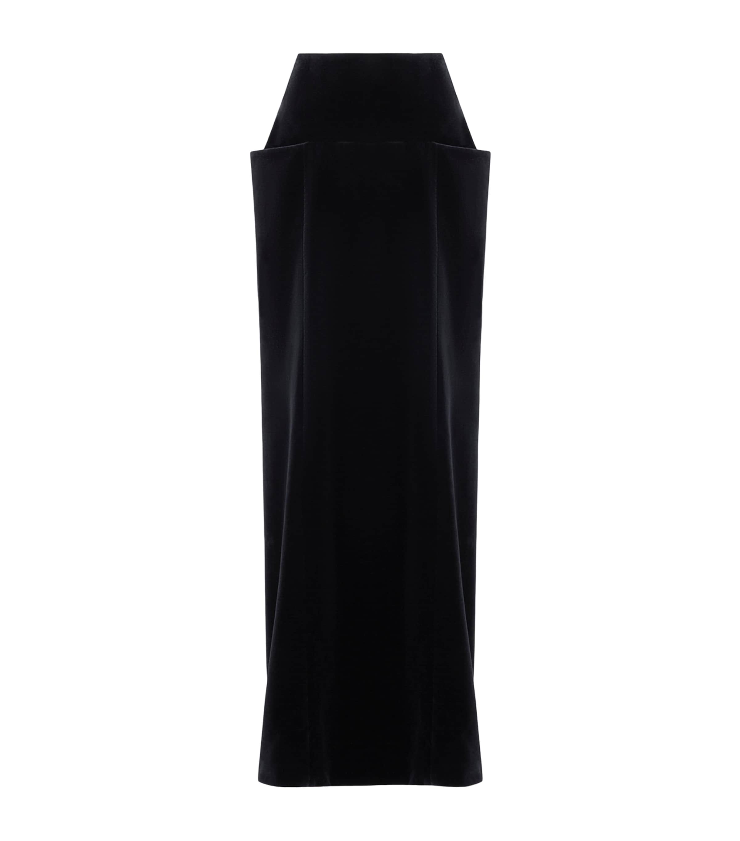 Alaïa Womens Cotton Velvet Maxi Column Skirt Black