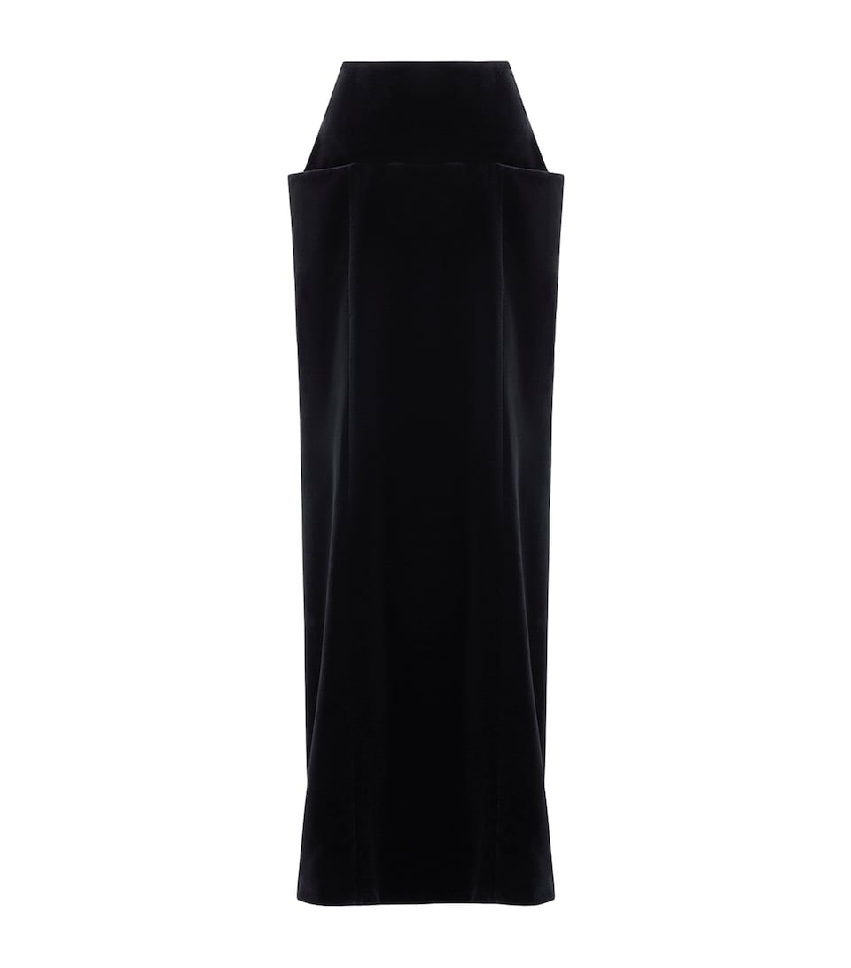 Alaïa Womens Cotton Velvet Maxi Column Skirt Black