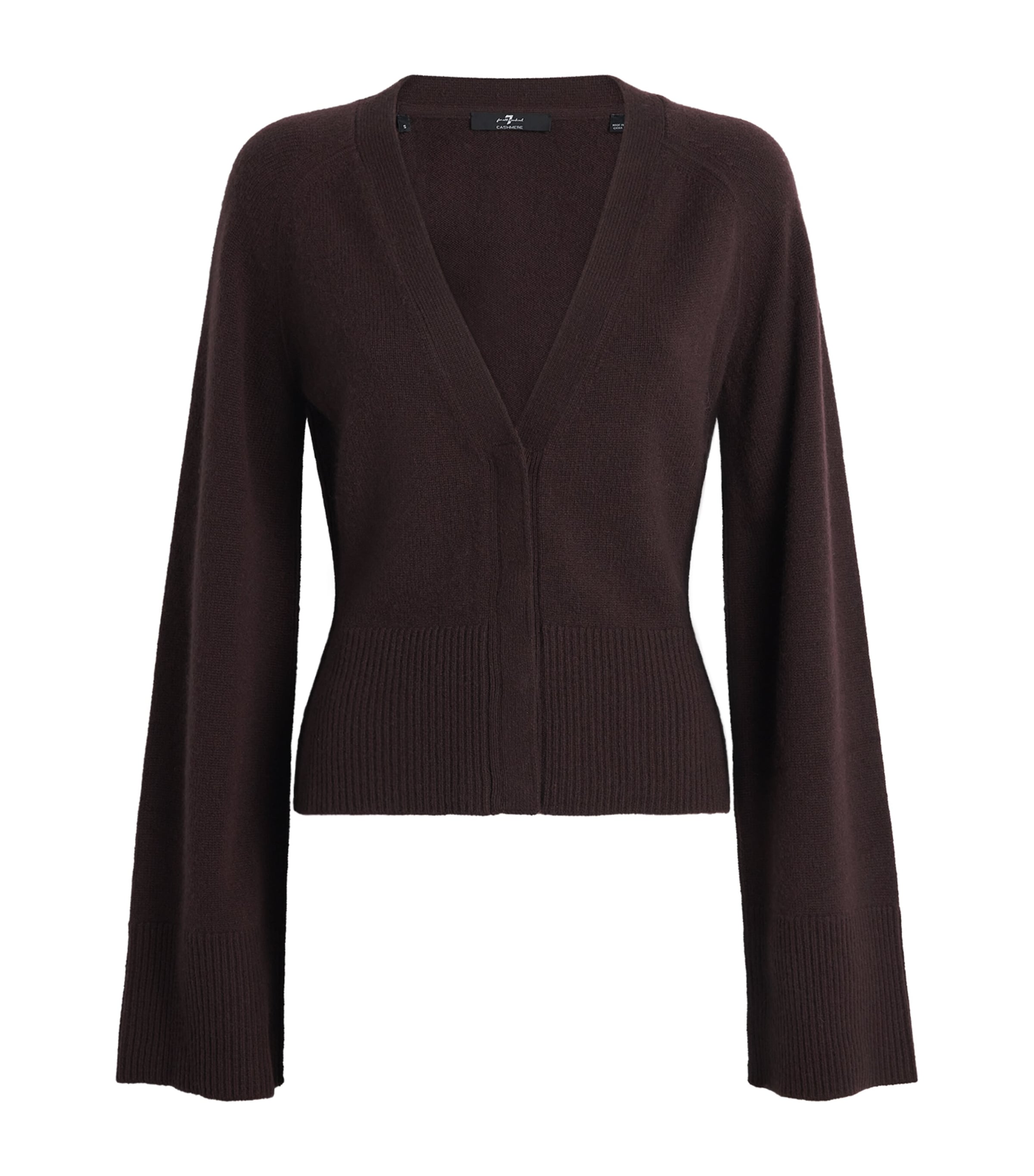 7 For All Mankind Womens Cashmere V-Neck Cardigan Coffe Bean
