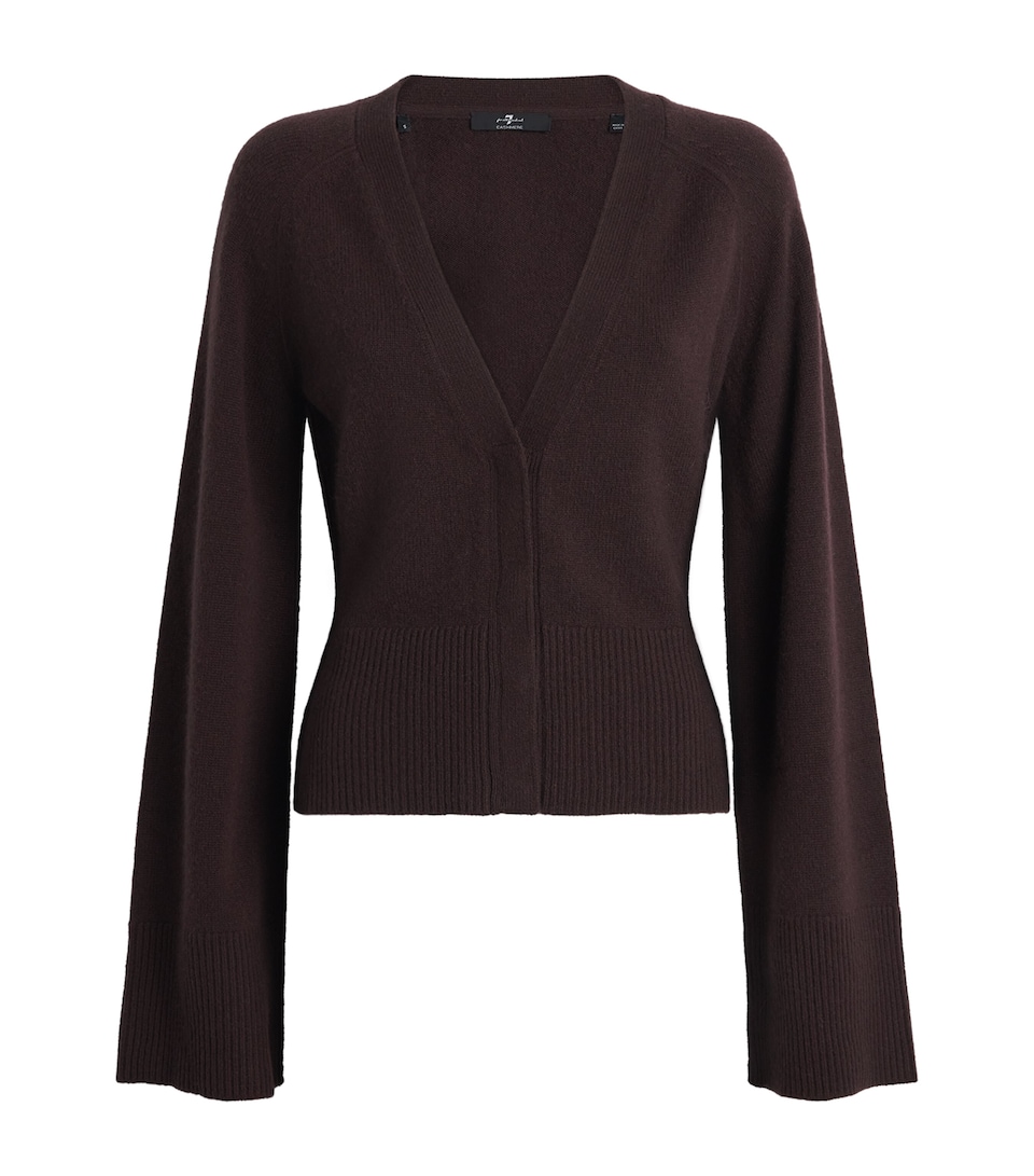 7 For All Mankind Womens Cashmere V-Neck Cardigan Coffe Bean