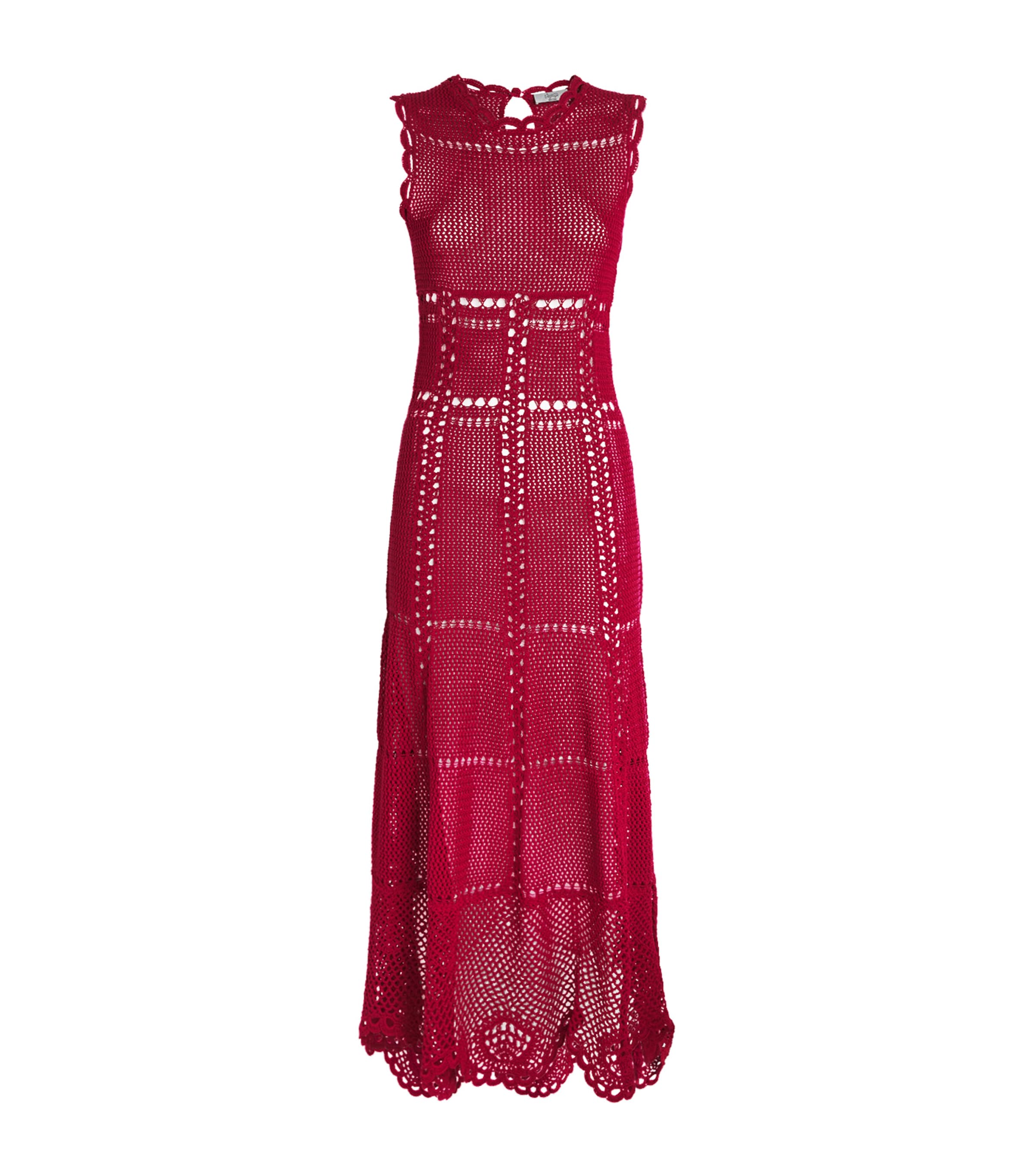 Erdem Womens Cotton Crochet Maxi Dress Ruby Red