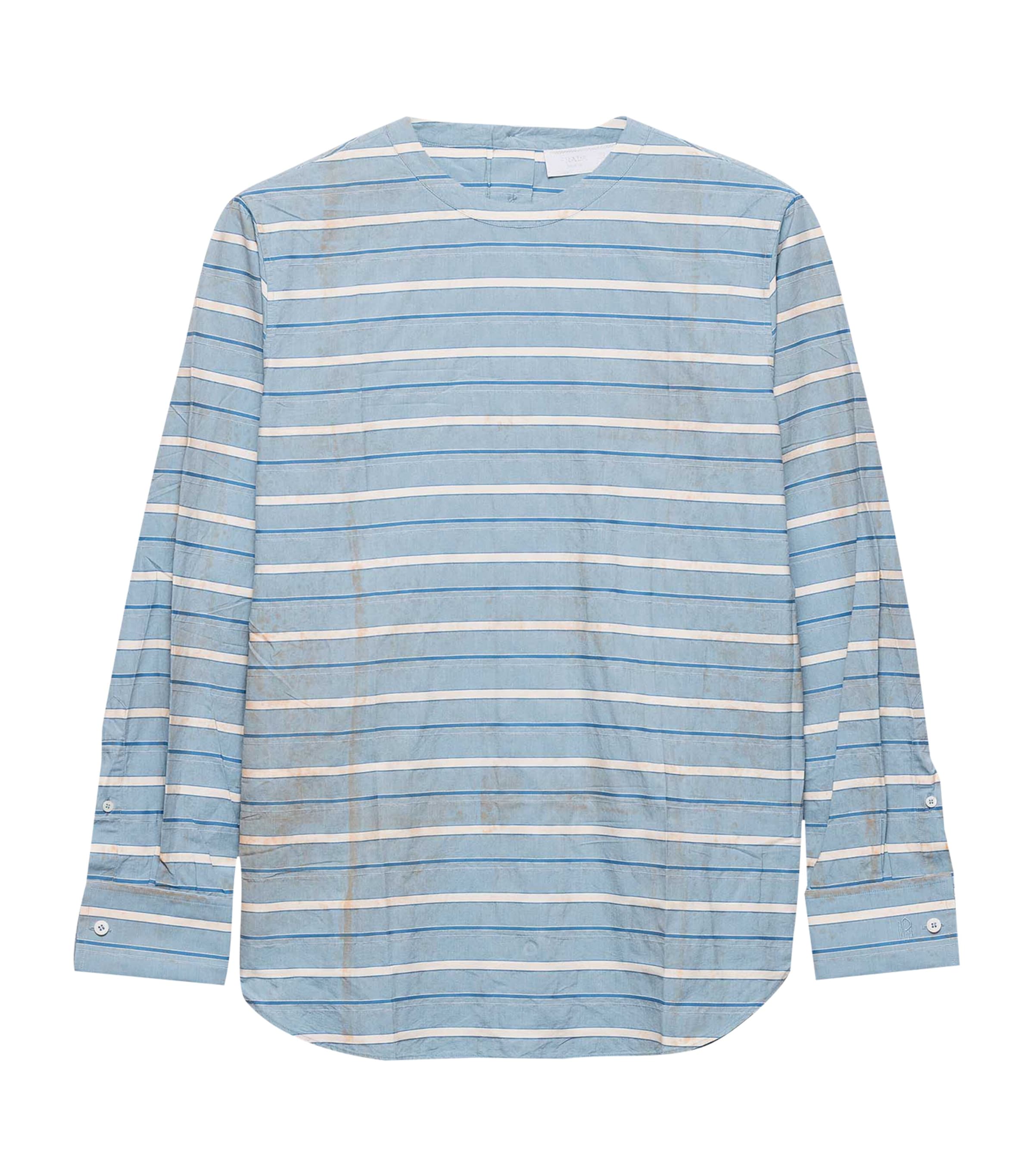 Prada Mens Cotton Stripe Shirt Light Blue