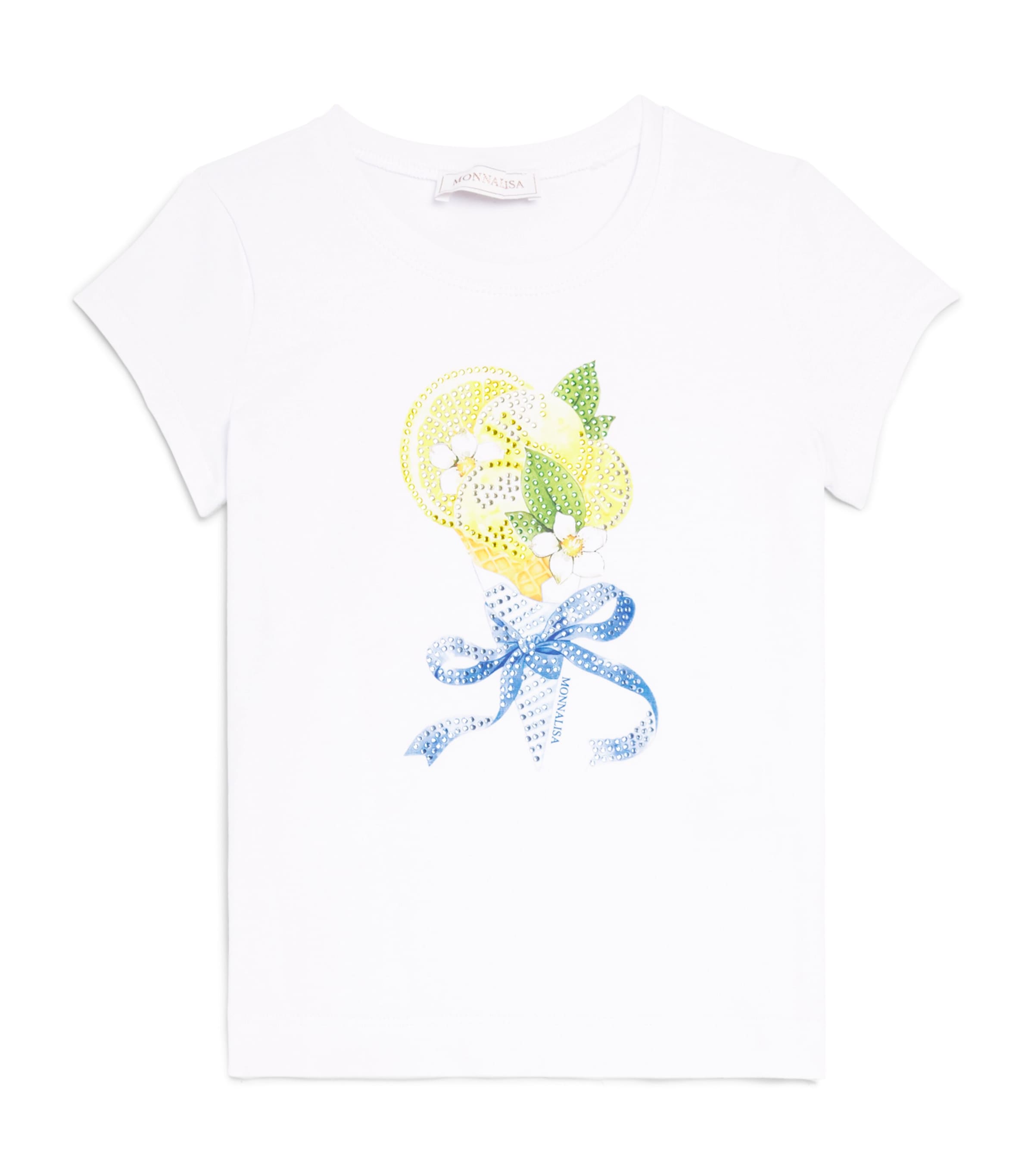 Monnalisa Stretch-Cotton Ice Cream Print T-Shirt (2-12 Years) Optical White