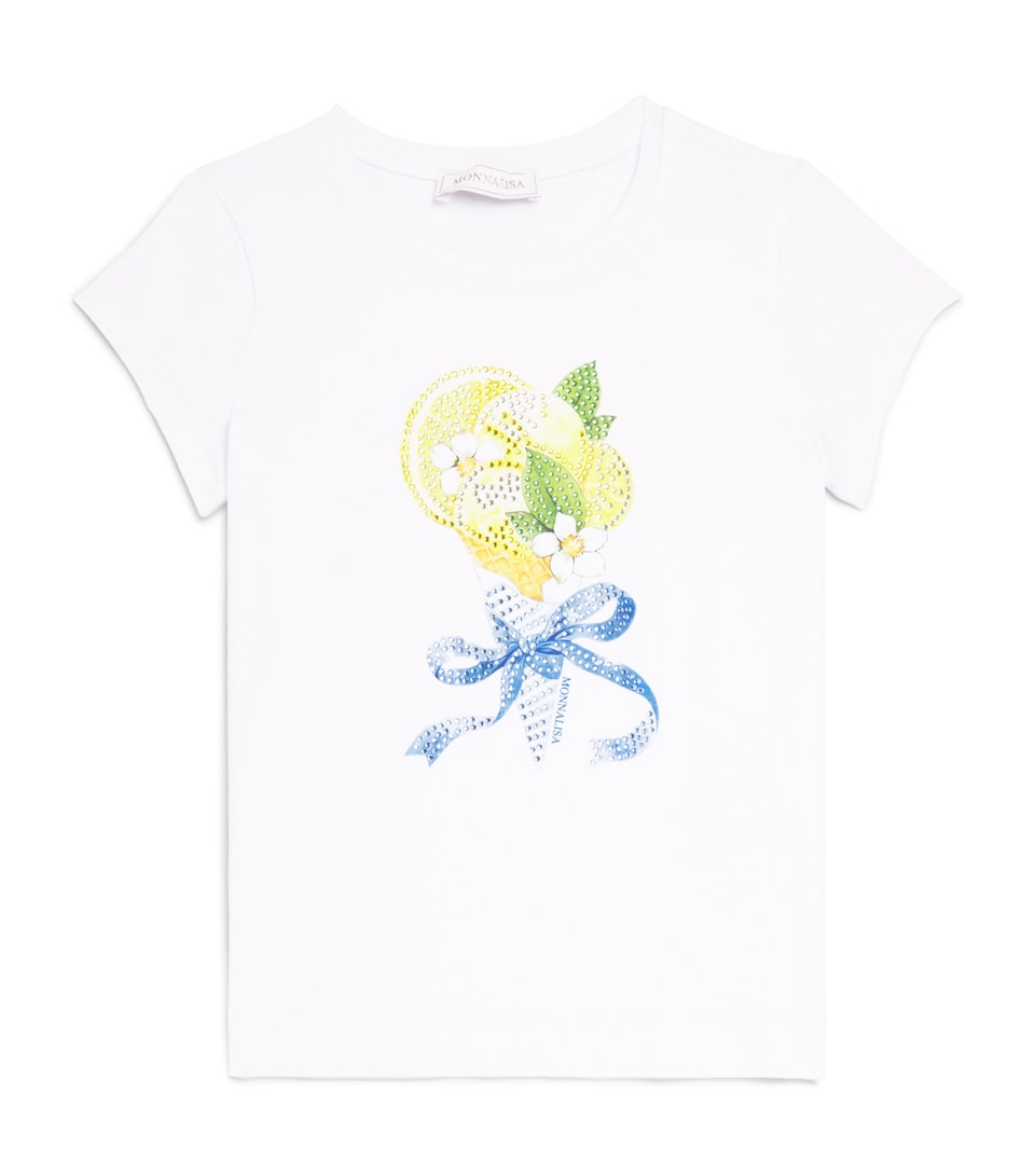 Monnalisa Stretch-Cotton Ice Cream Print T-Shirt (2-12 Years) Optical White