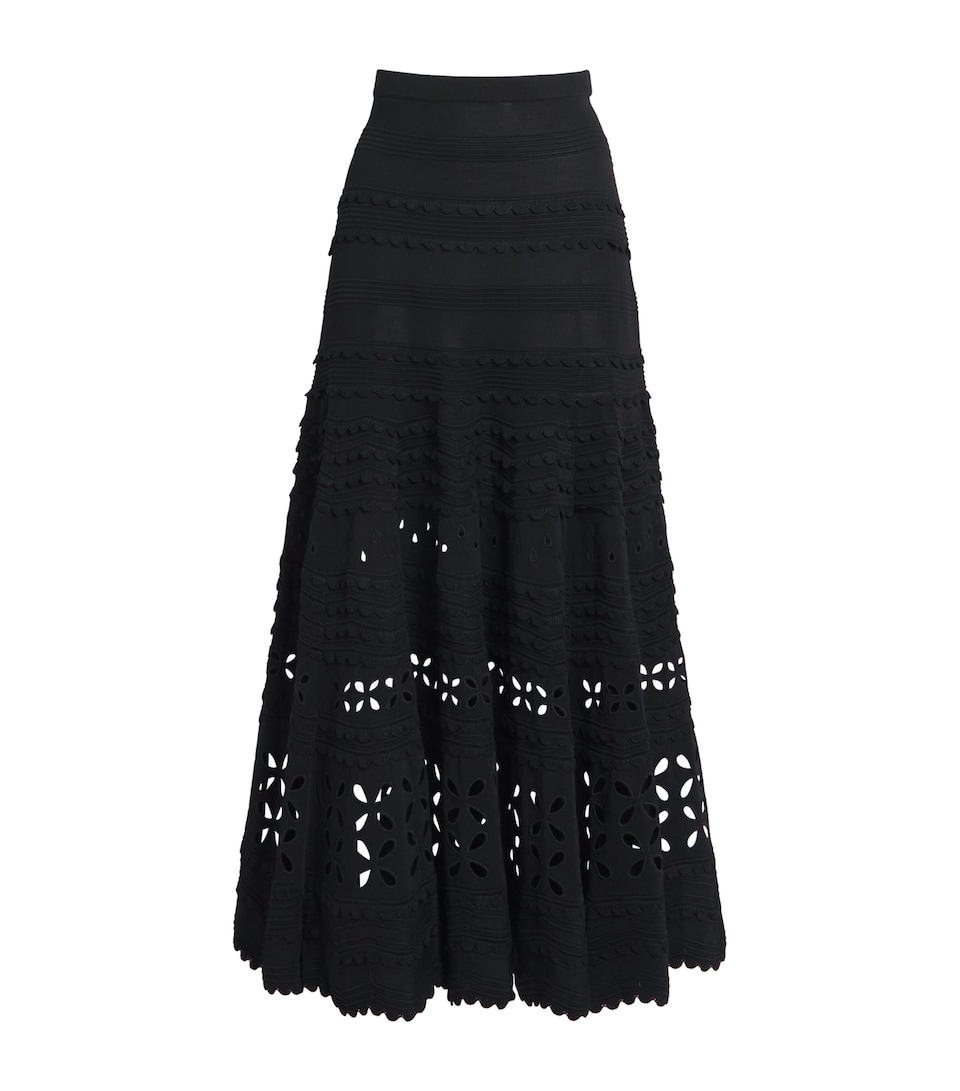 Ulla Johnson Womens Eyelet-Knit Annisa Midi Skirt Noir