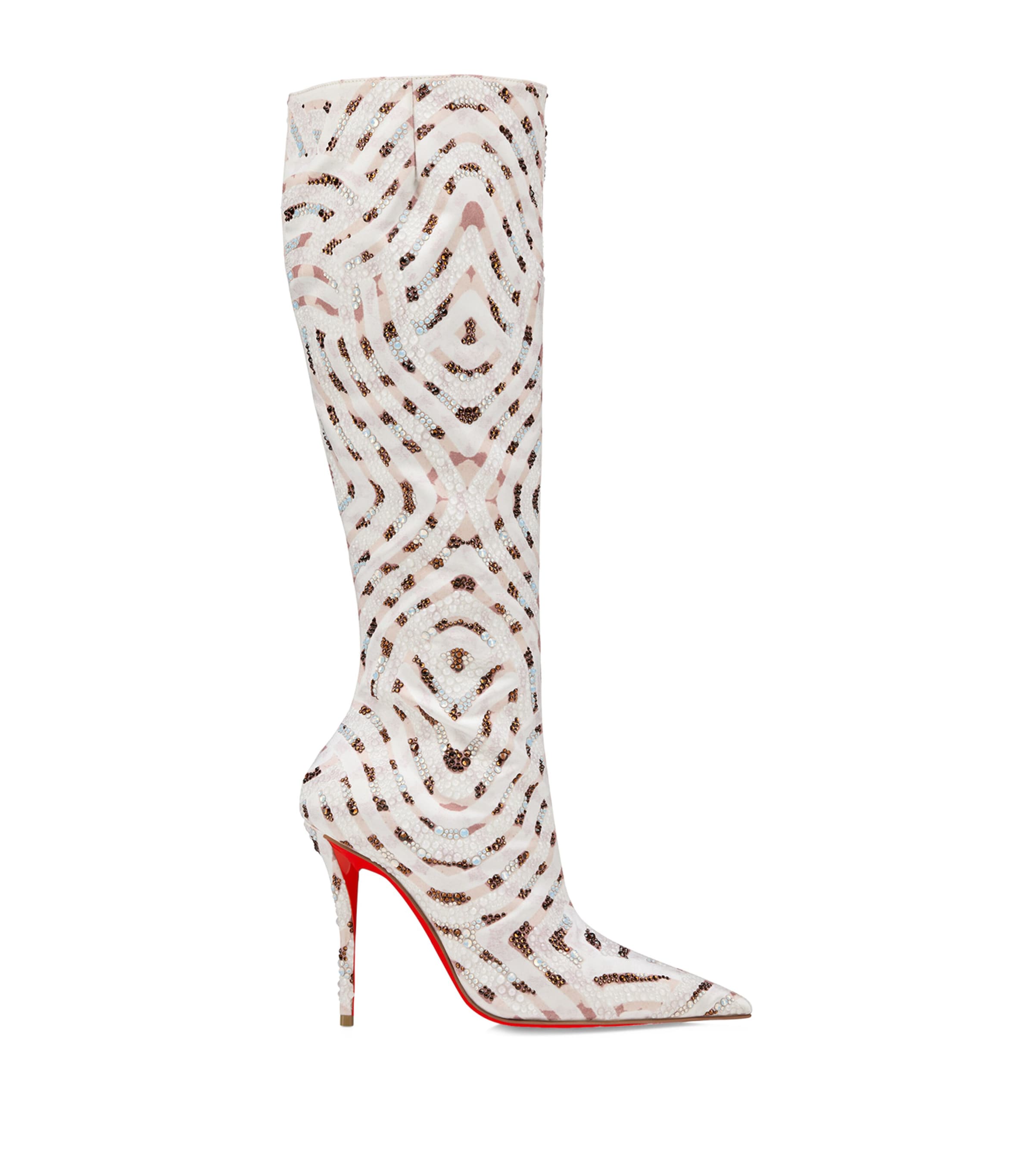 Miss Z Silk Embellished Knee-High Boots 100