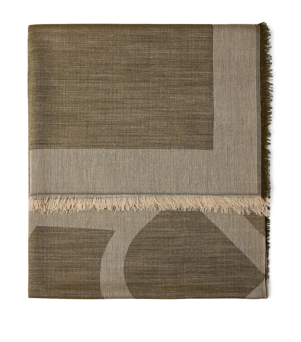 Wool-Cashmere-Blend Monogram Scarf