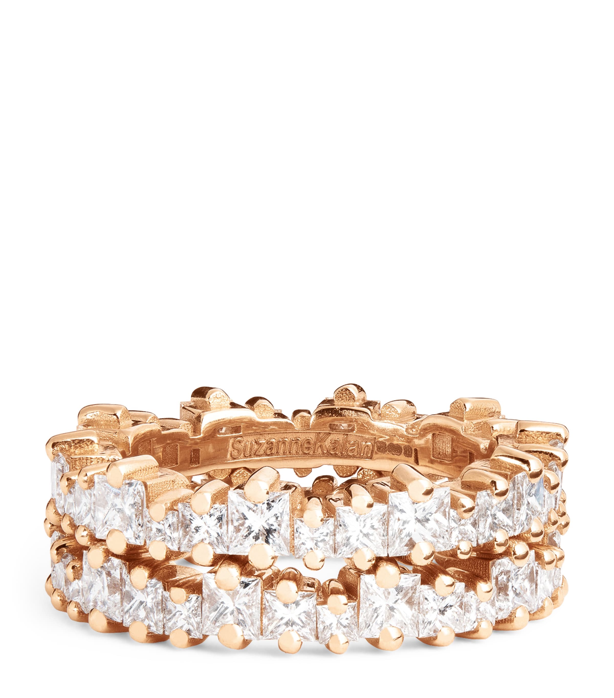 Rose Gold and Princess Diamond Tech Ring Jackets (Size 8.5)