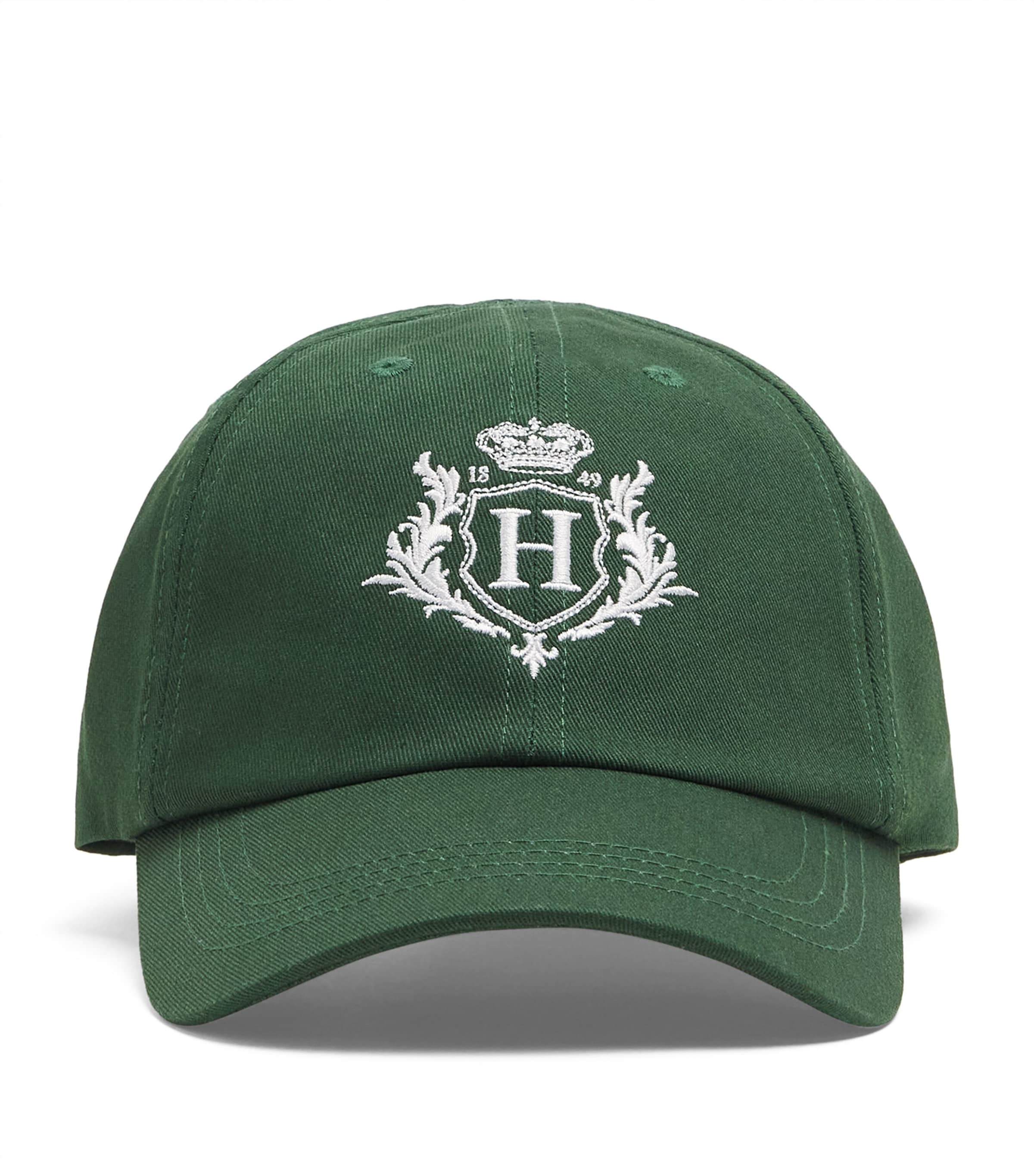 Harrods Organic Cotton Crest Baseball Cap Green