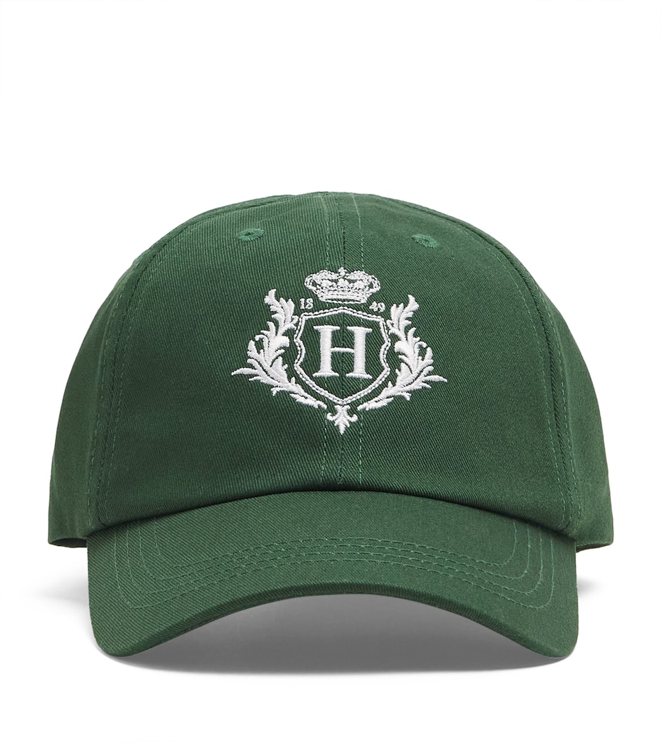 Harrods Organic Cotton Crest Baseball Cap Green