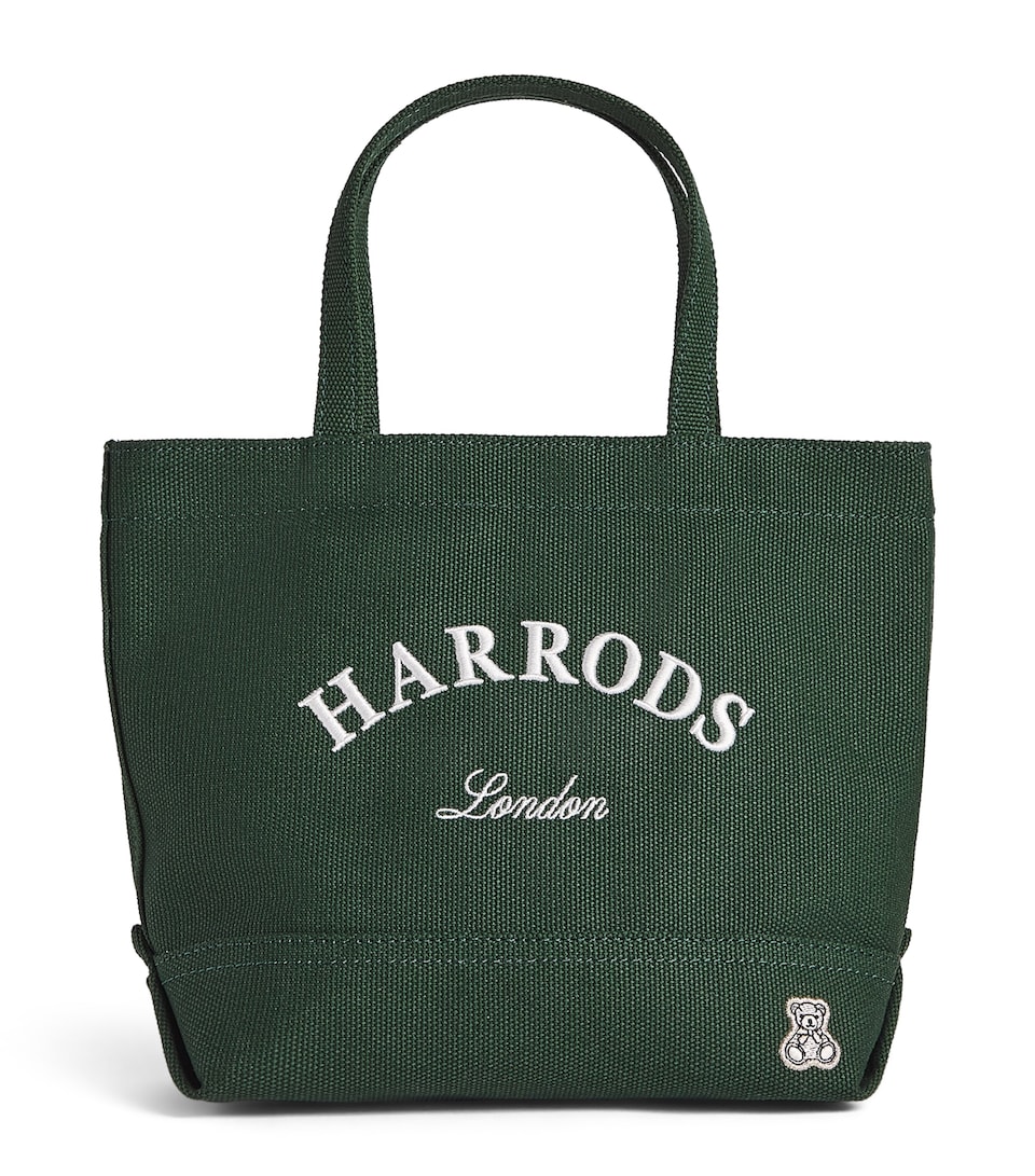 Harrods Small Cotton Embroidered Logo Tote Bag Harrods Green