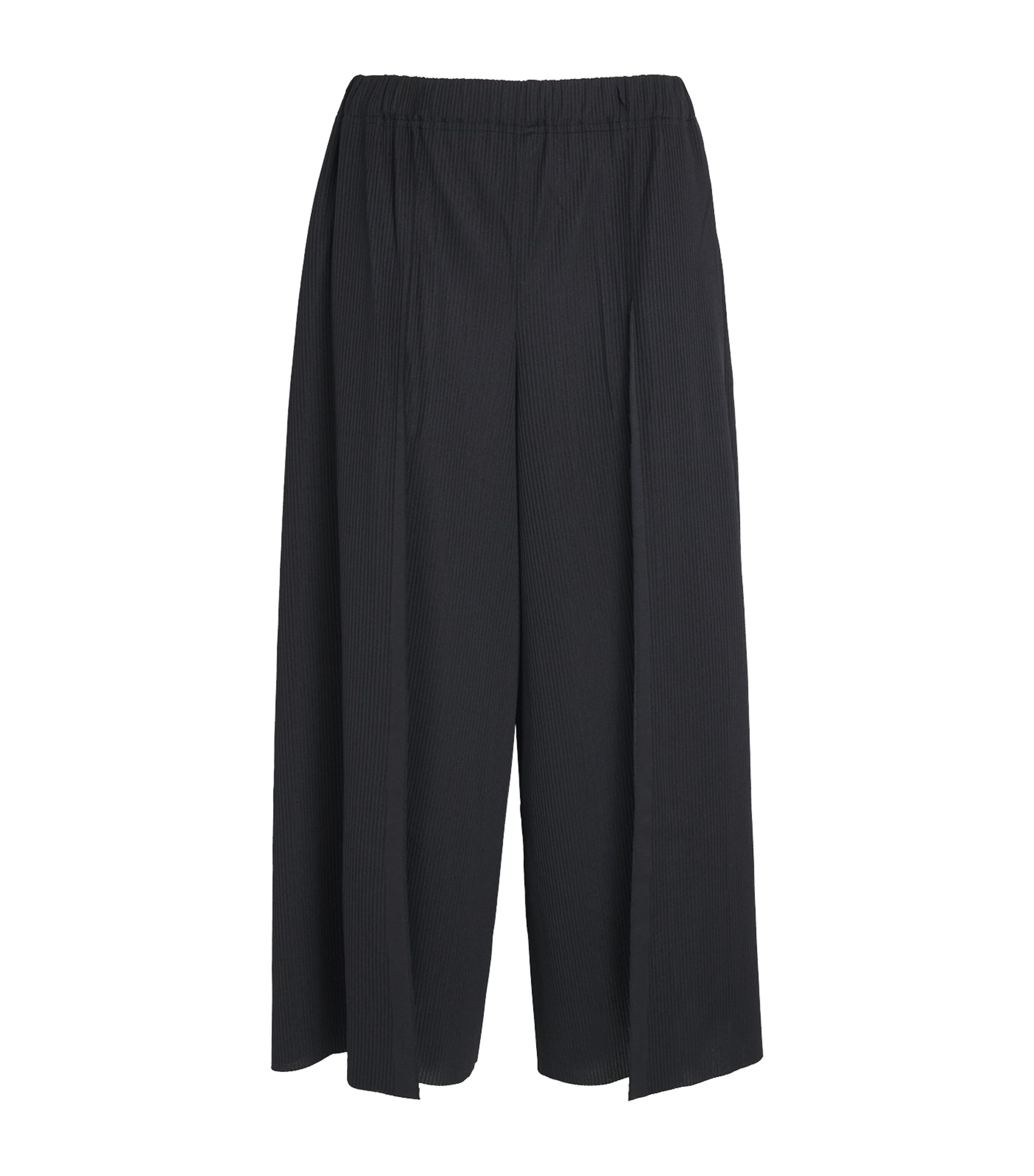 Pleats Please Issey Miyake Womens A-POC Wide-Leg Trousers Black