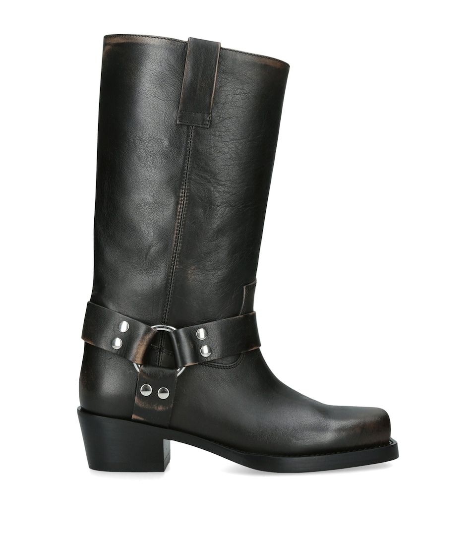 Paris Texas Leather Roxy Knee-High Boots 45 Black