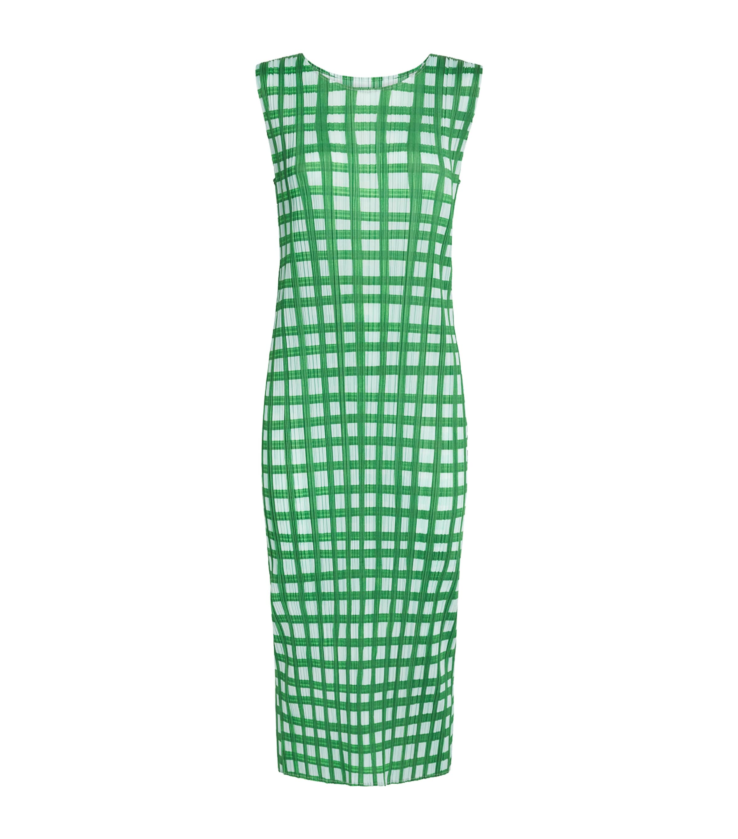 Pleats Please Issey Miyake Womens Basket Midi Dress Green