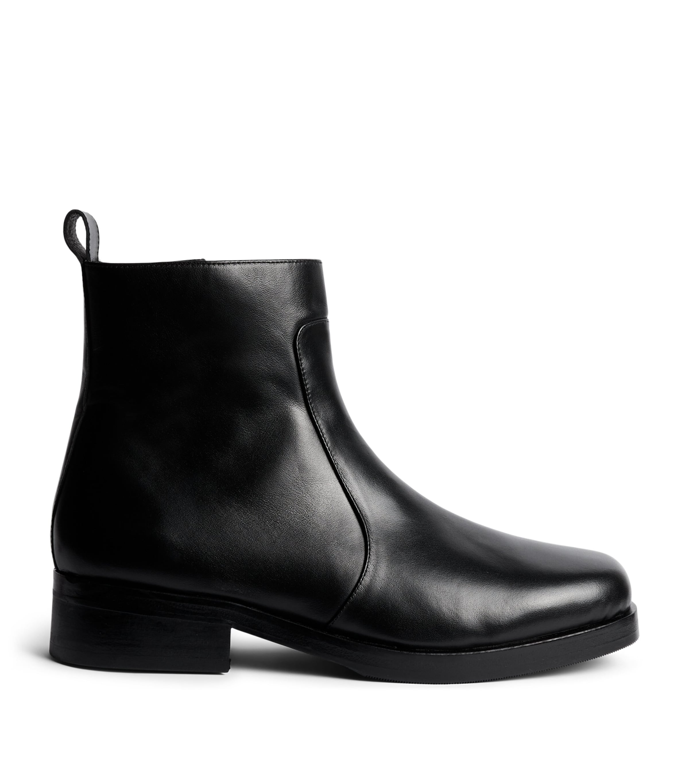 Studio Nicholson Leather Square-Toe Boots Black