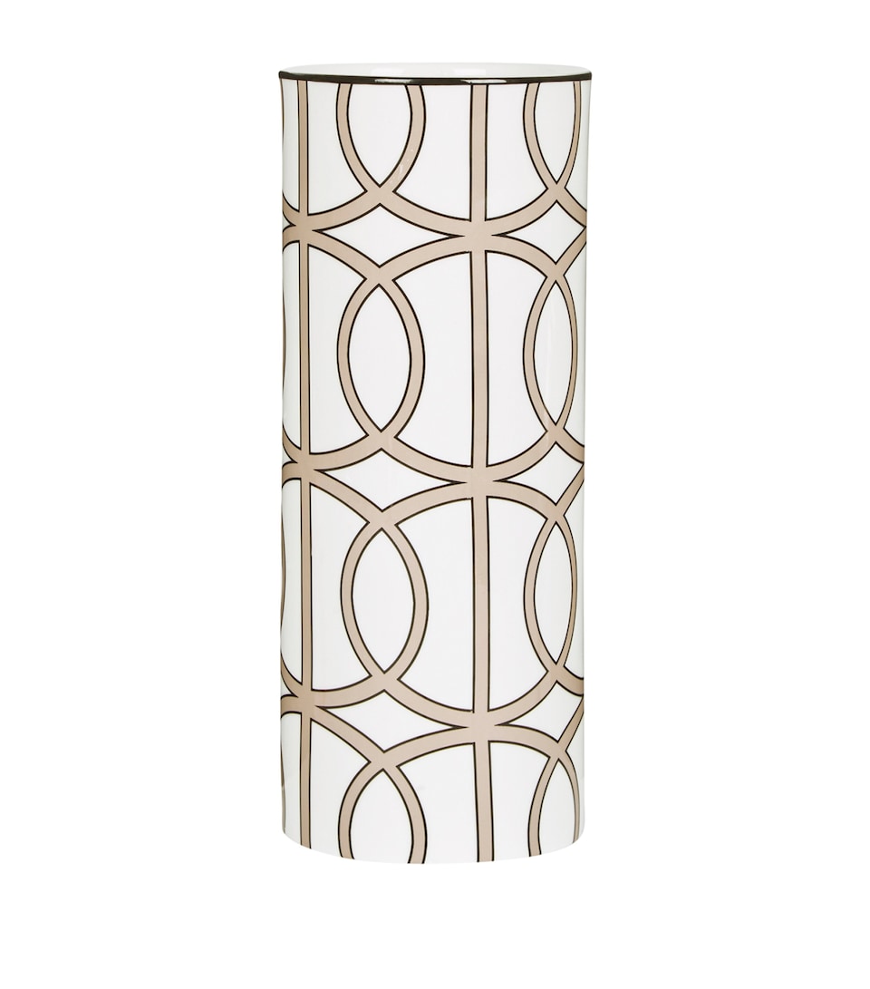 O.W.London Tall Bone China Loop Vase (22.5cm) White/truffle