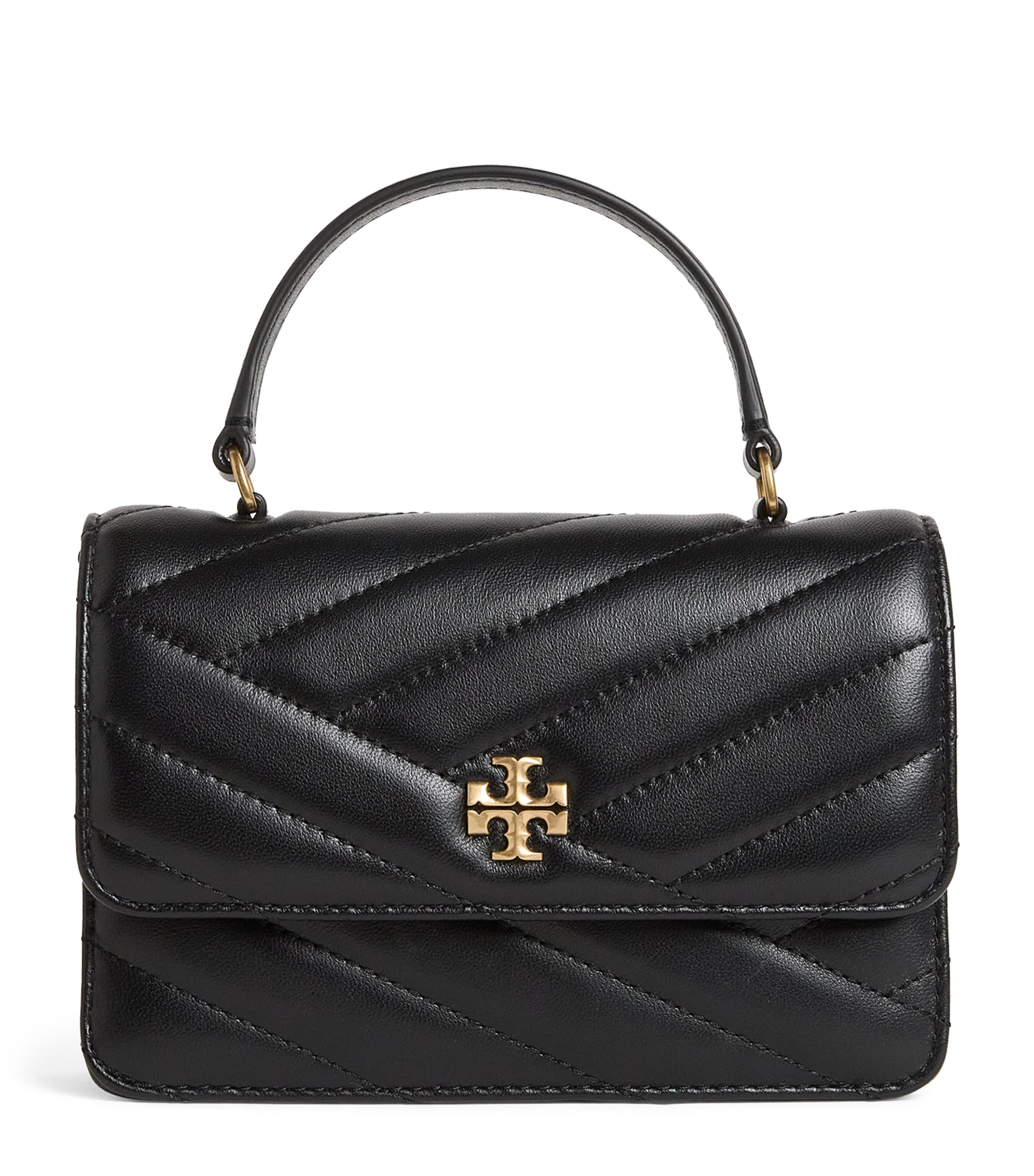Leather Kira Chevron Top-Handle Bag