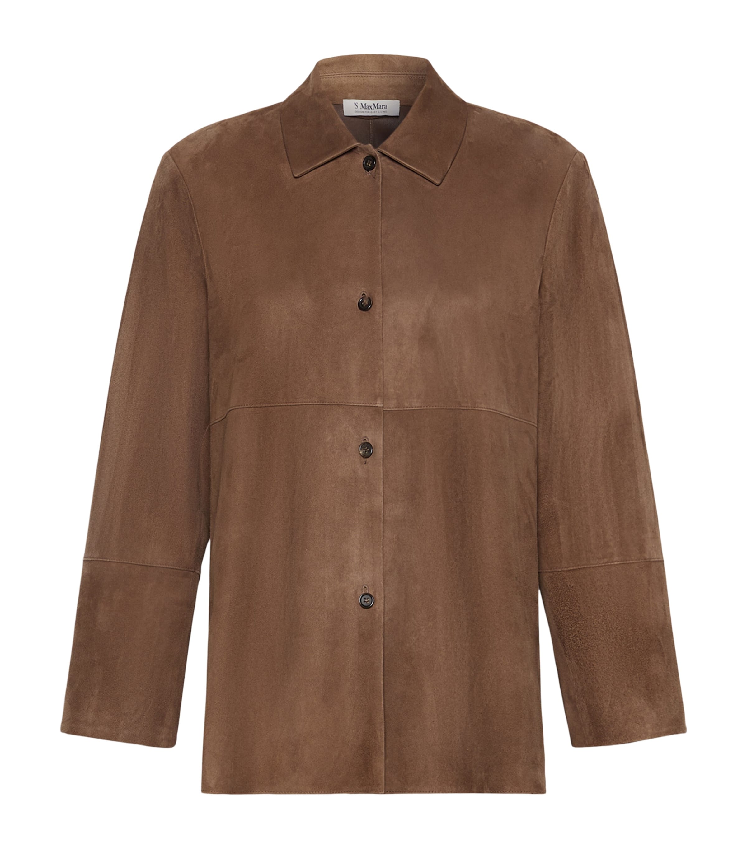 Max Mara Womens Suede Shirt Jacket Mud