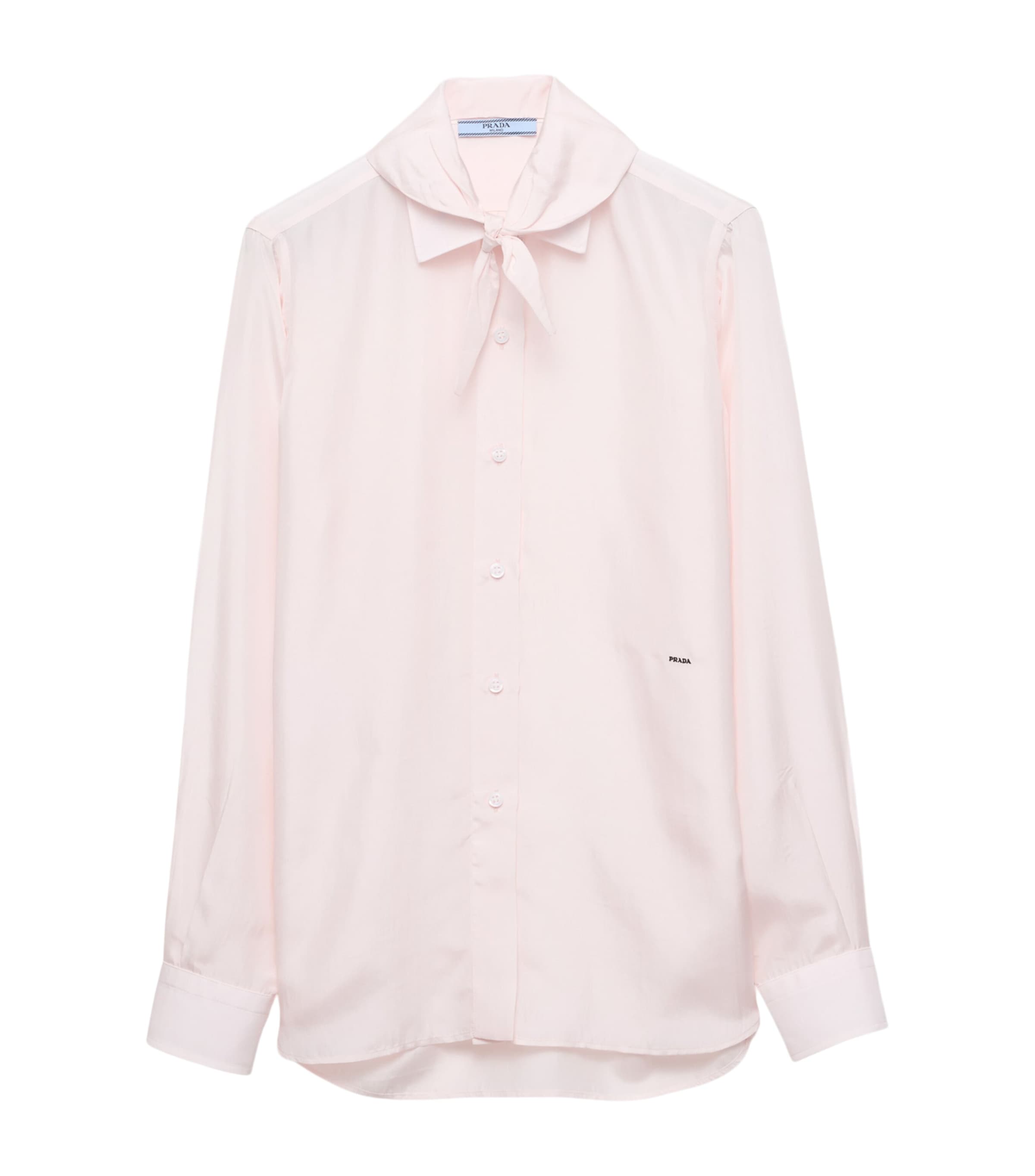 Prada Womens Silk Scarf-Neck Shirt Pink