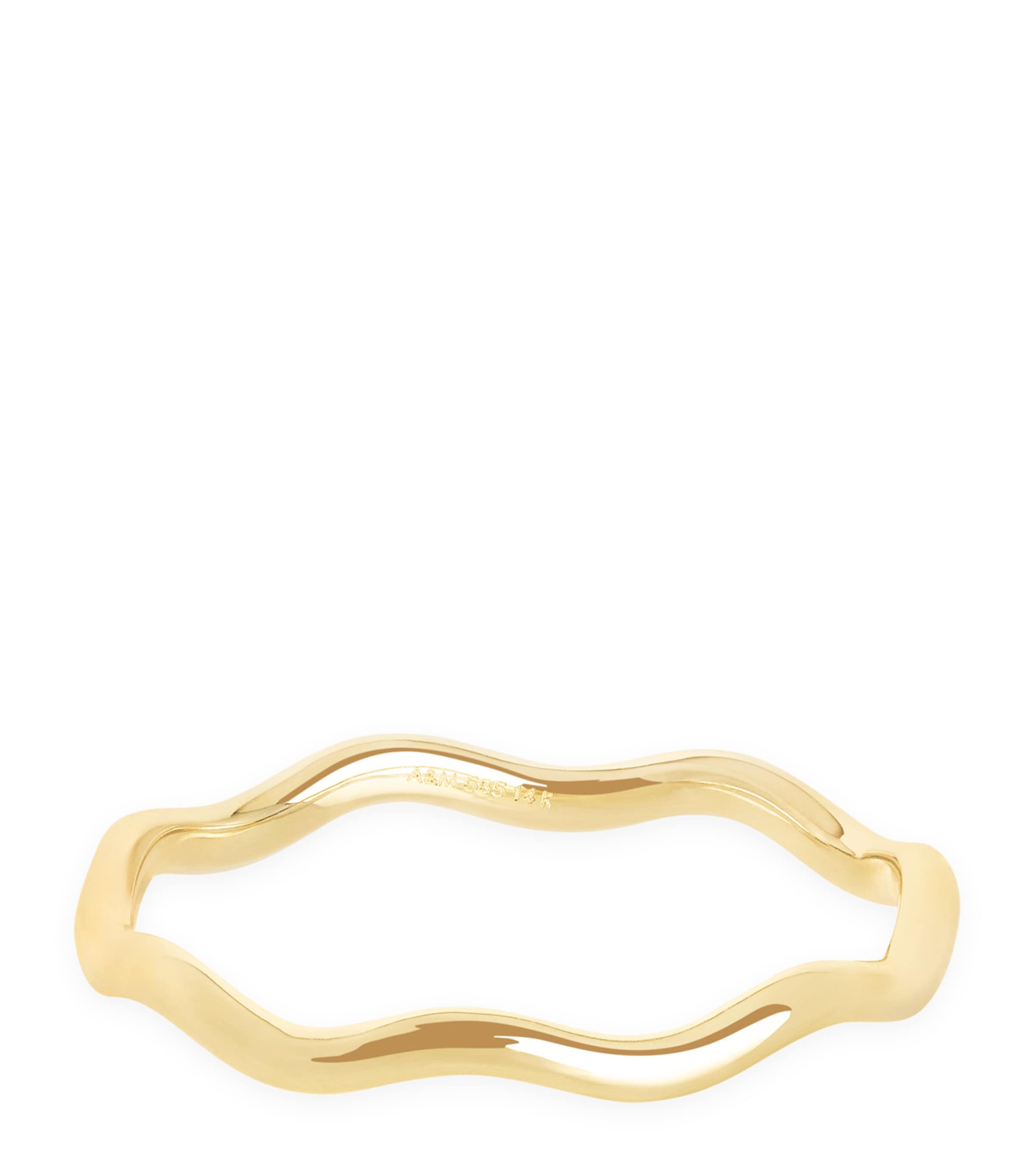 Astrid & Miyu Yellow Gold Wave Ring Gold