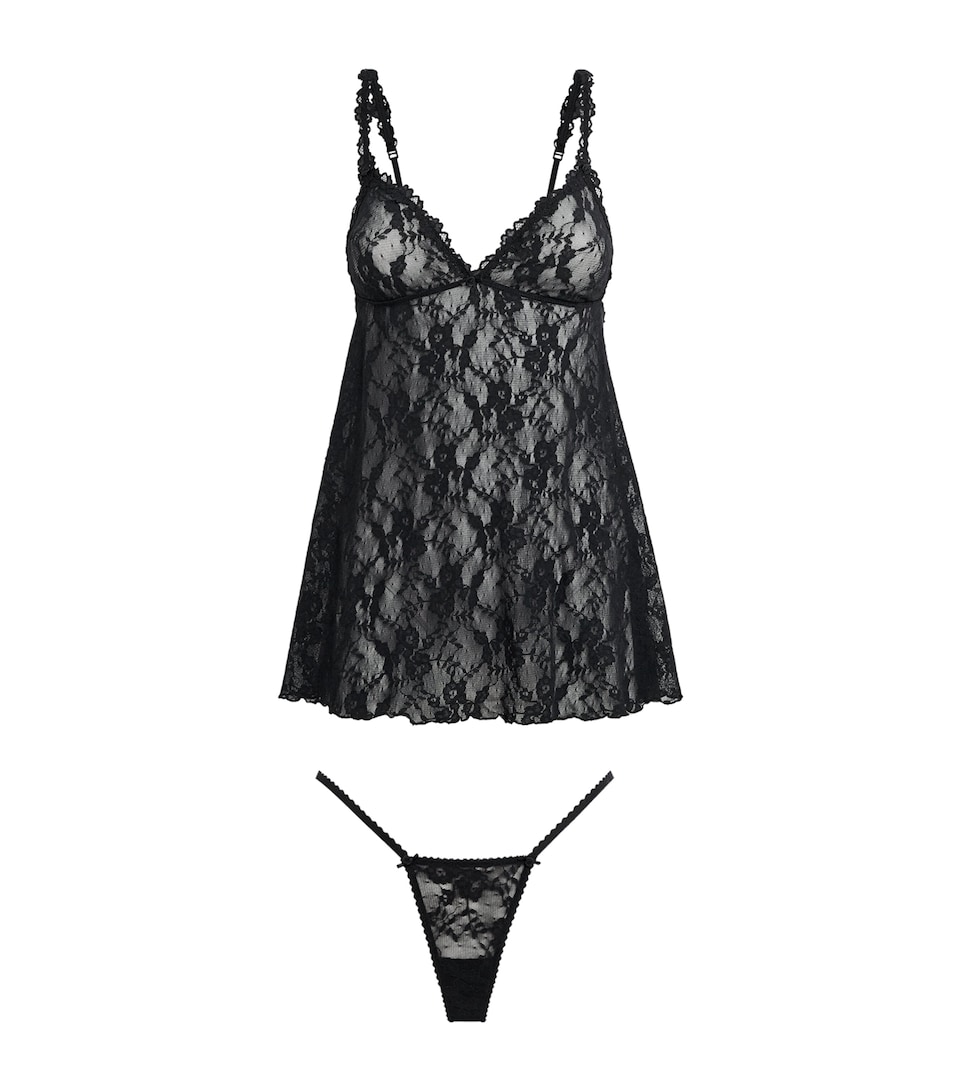 Stretch Lace Babydoll and Thong Set