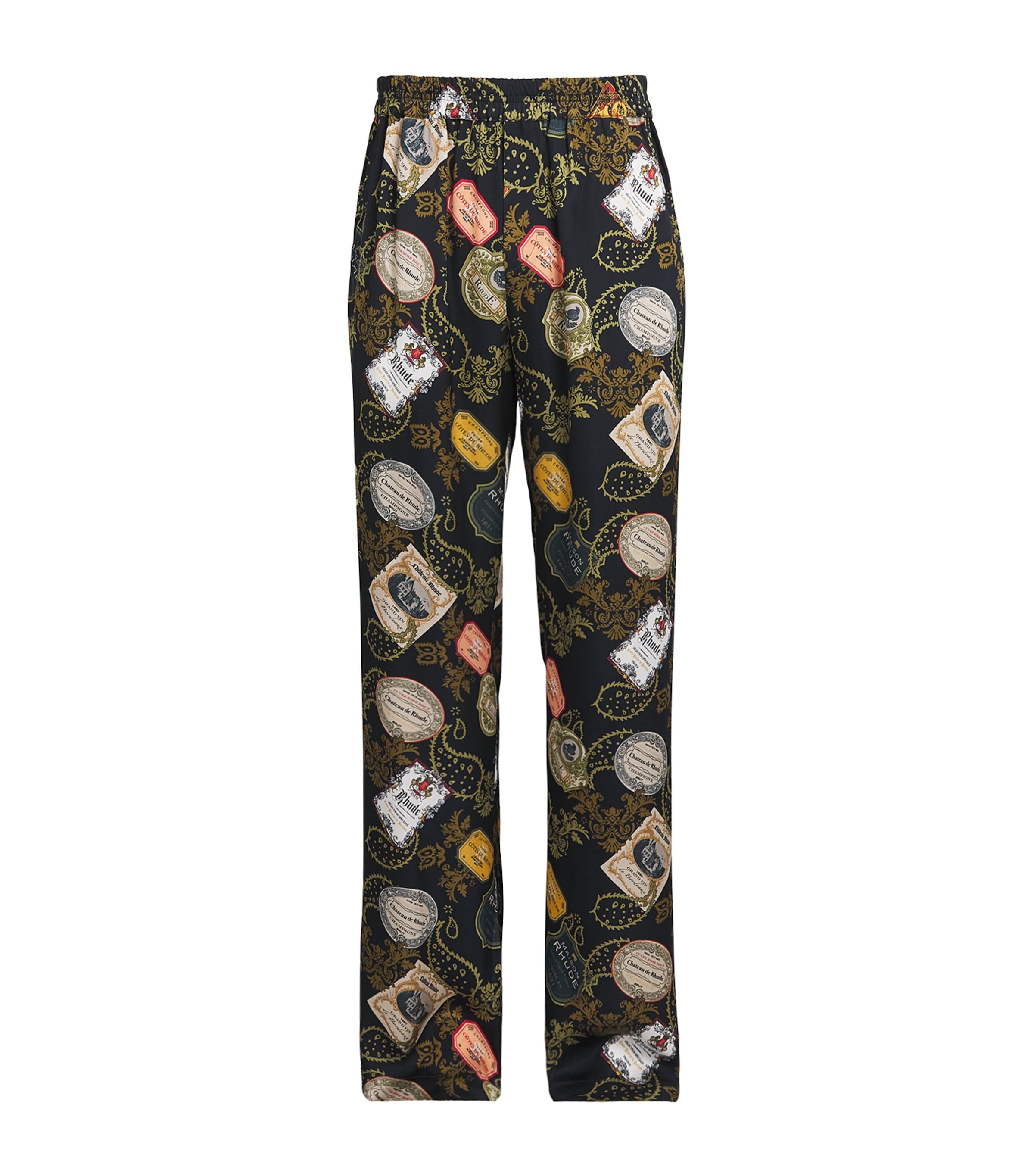 Rhude Mens Bandana Print Wide-Leg Trousers Black/multi